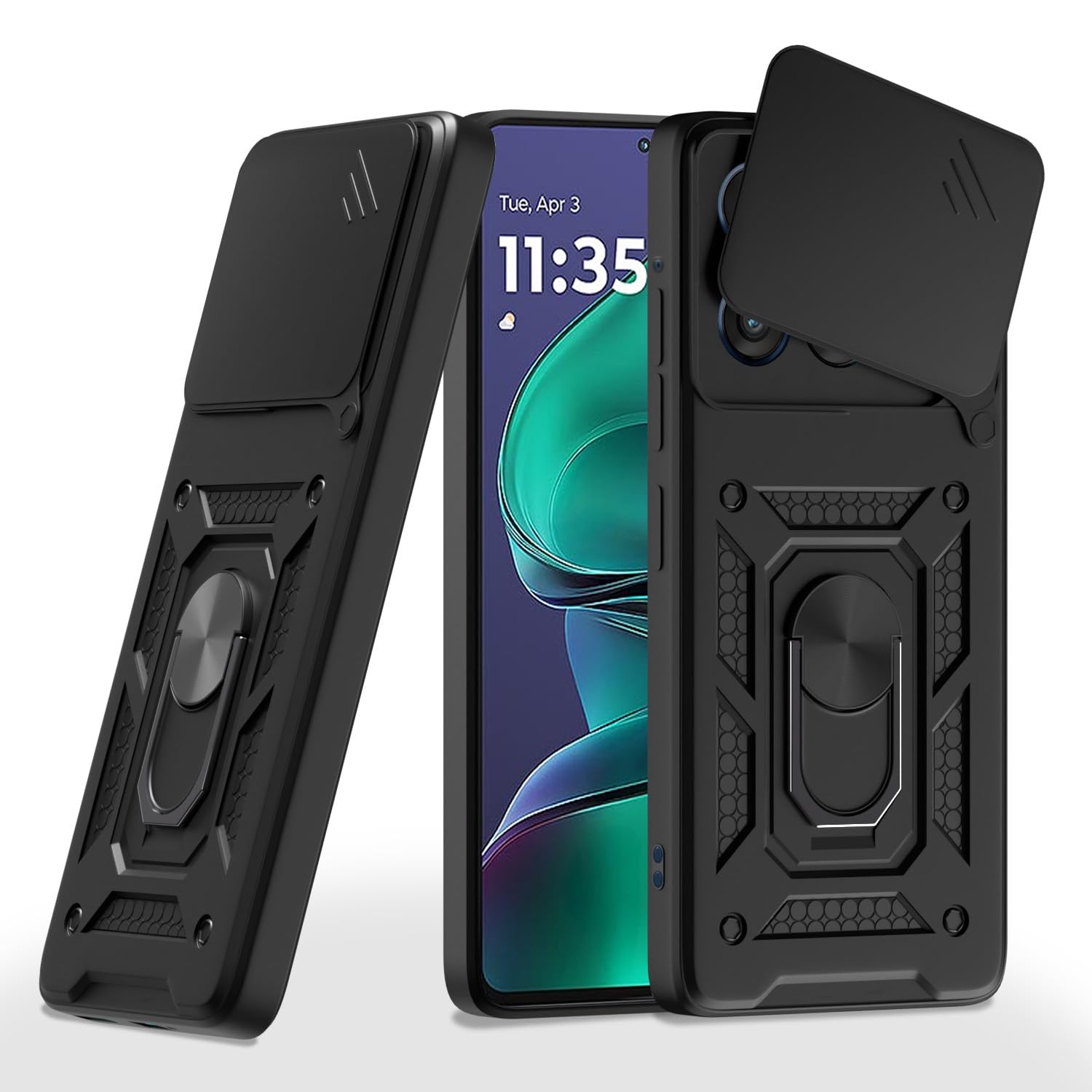 Pikkme Motorola Moto edge 60 Stylus 5G D10 Tough Armor Back Cover (Black)