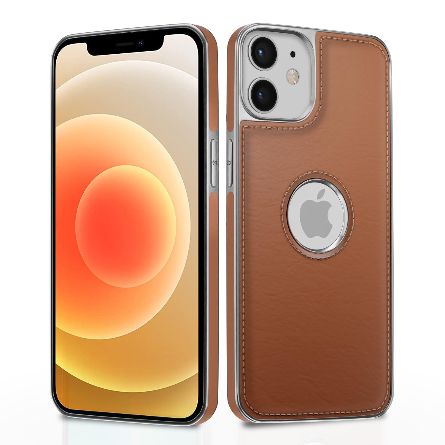Pikkme chrome tan Leatherback mobile back cover for iPhone 12/12 Pro