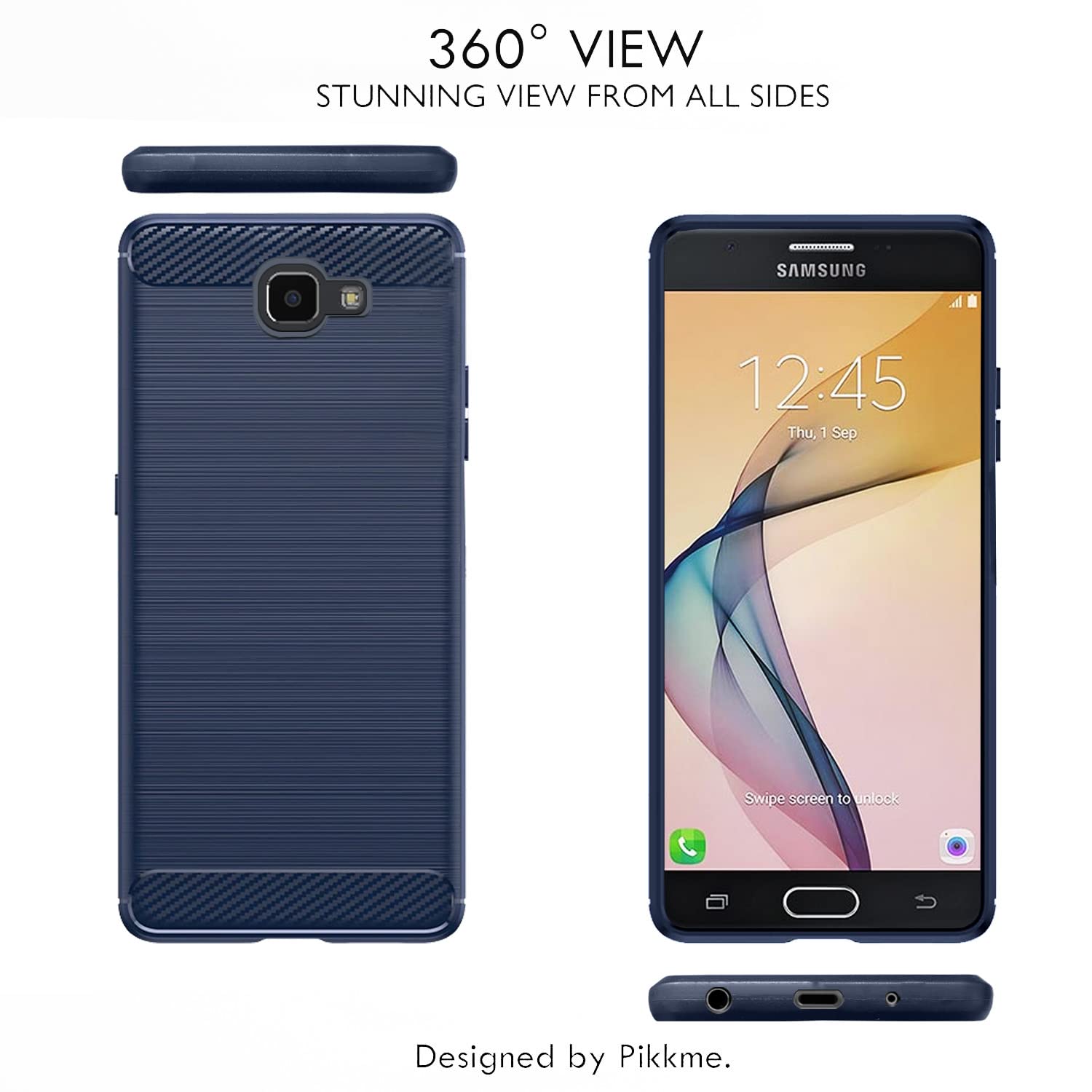 Pikkme Samsung Galaxy J7 Prime Hybrid Carbon Fiber Back Cover | Blue