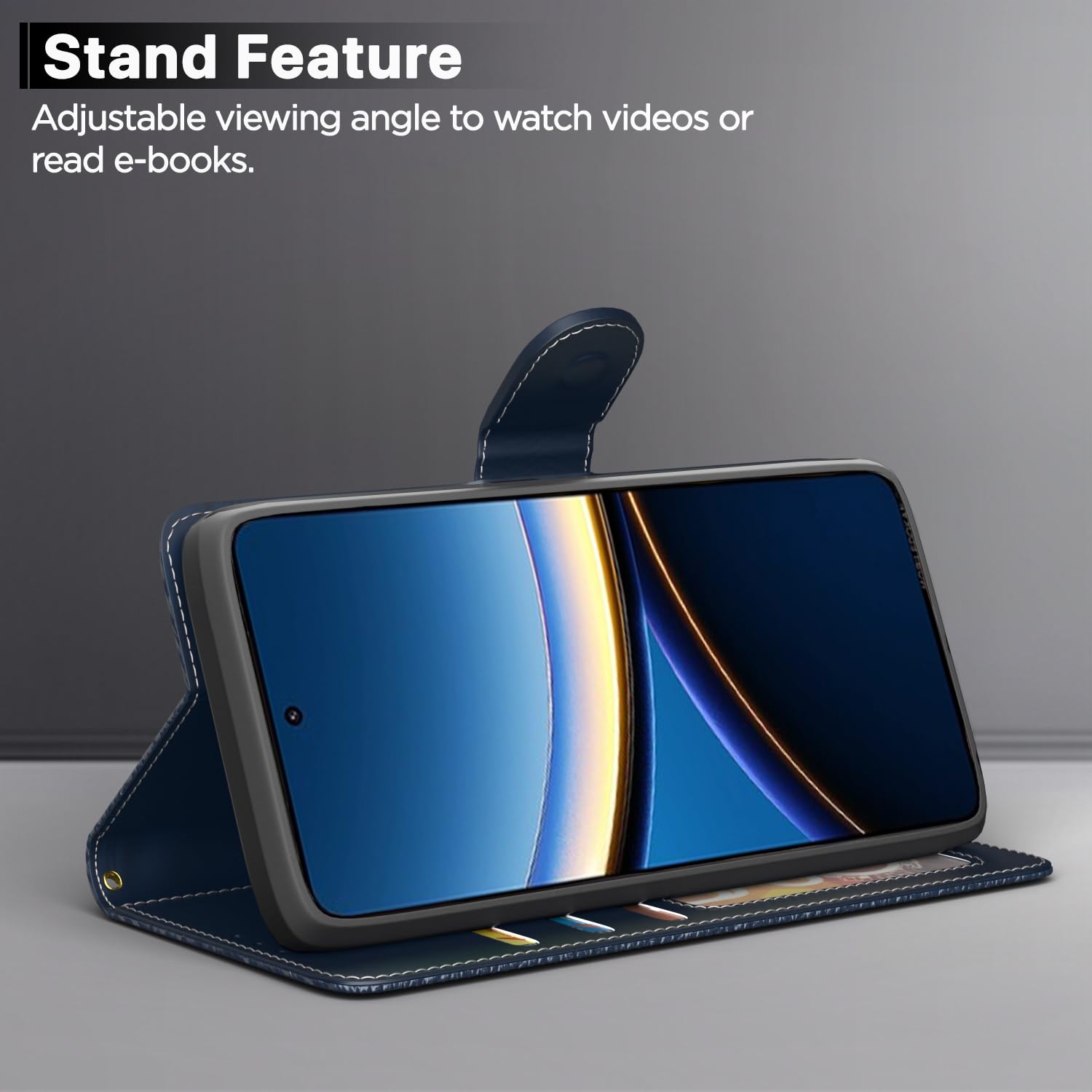Pikkme Poco F7 Ultra 5G Contrast Flip Cover (Blue)