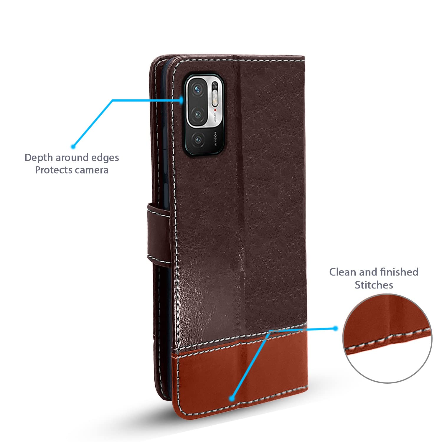 Pikkme coffee & brown Magnetic flip cover for Redmi Note 10T/Poco M3 Pro 5G – photo 4
