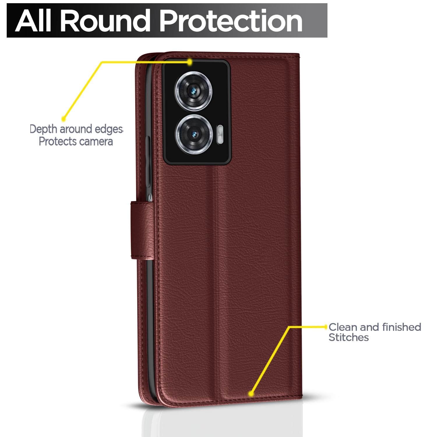 Pikkme Moto Edge 50 Fusion 5G Vintage Flip Cover (Brown)