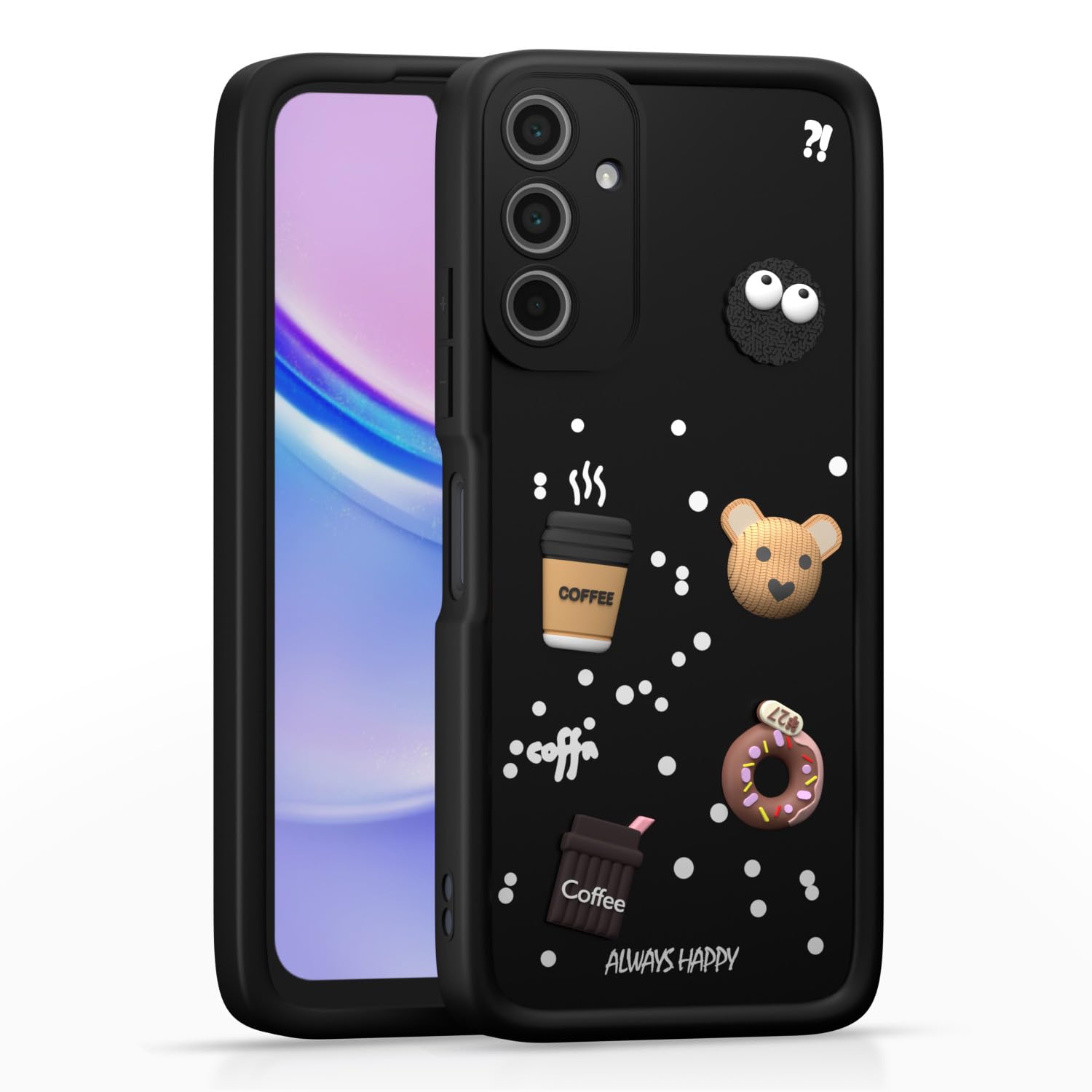 Pikkme Samsung Galaxy M35 5G Cute Fun Cartoon 3D Bear Silicone Back Cover - Black