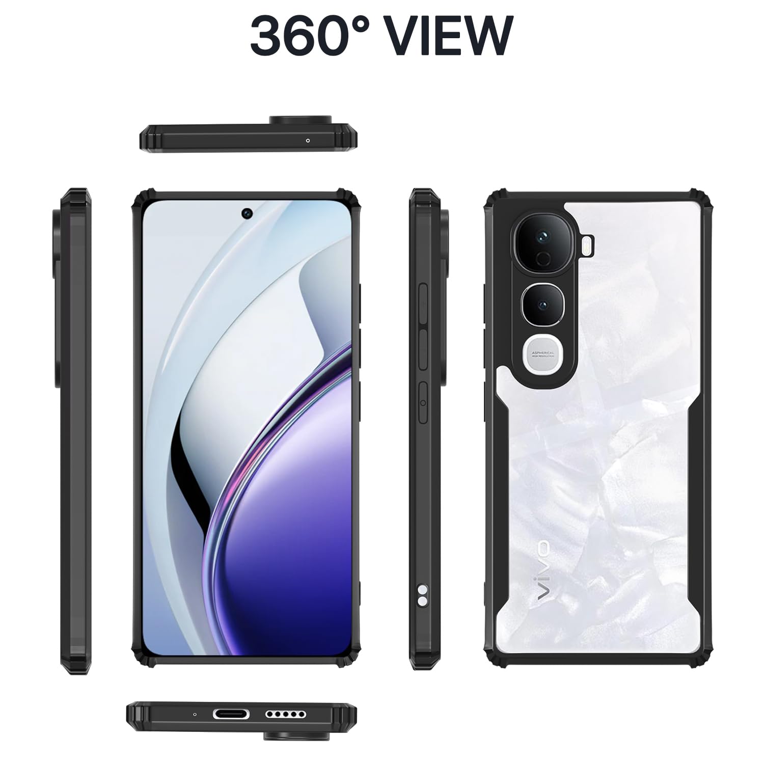 Pikkme Vivo Y400 Pro 5G Eagle Crystal Clear Transparent Back Cover (Black)