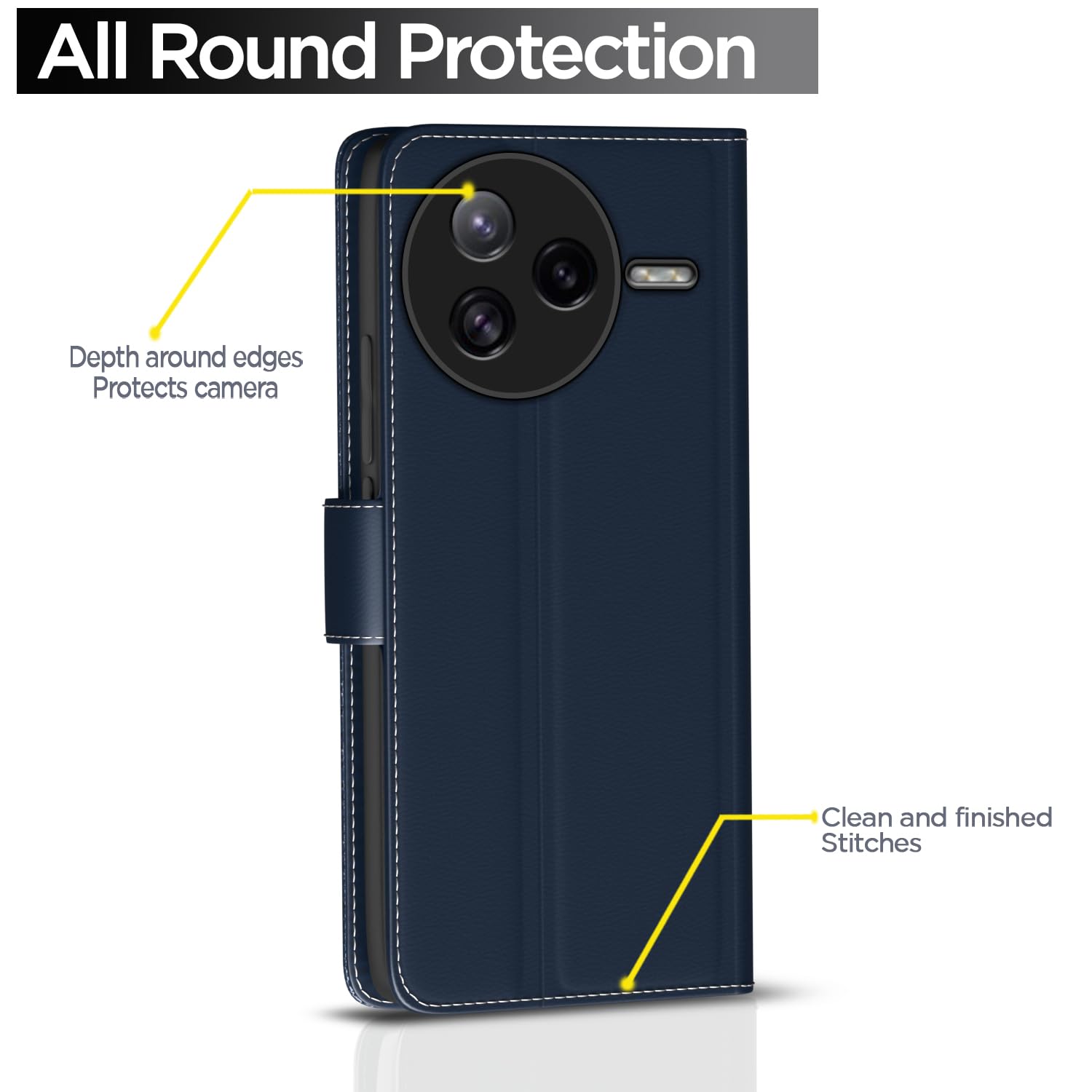 Pikkme Poco F7 Ultra 5G Contrast Flip Cover (Blue)