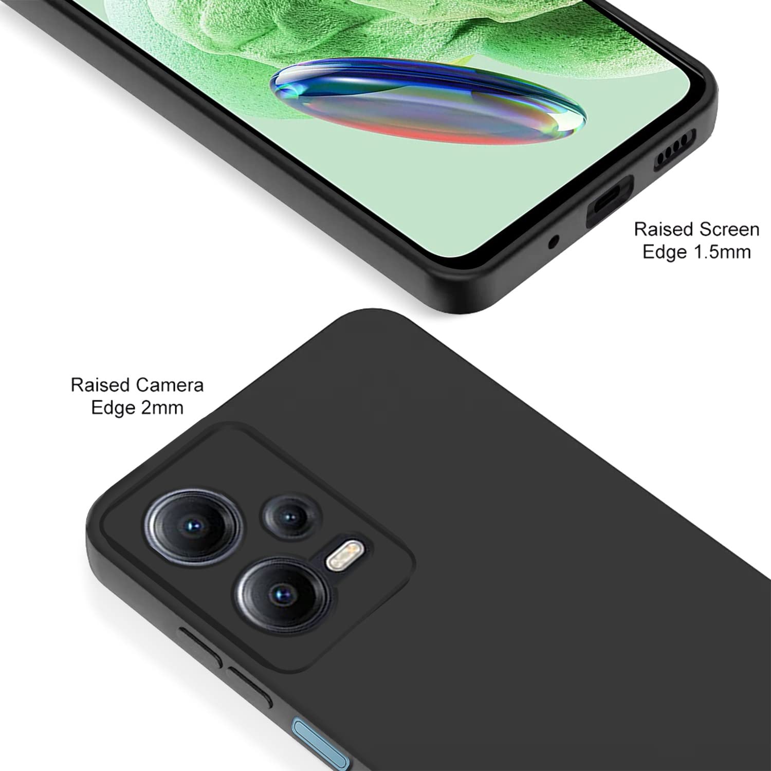 Pikkme Redmi Note 12 5G Liquid Silicone Back Cover | Black