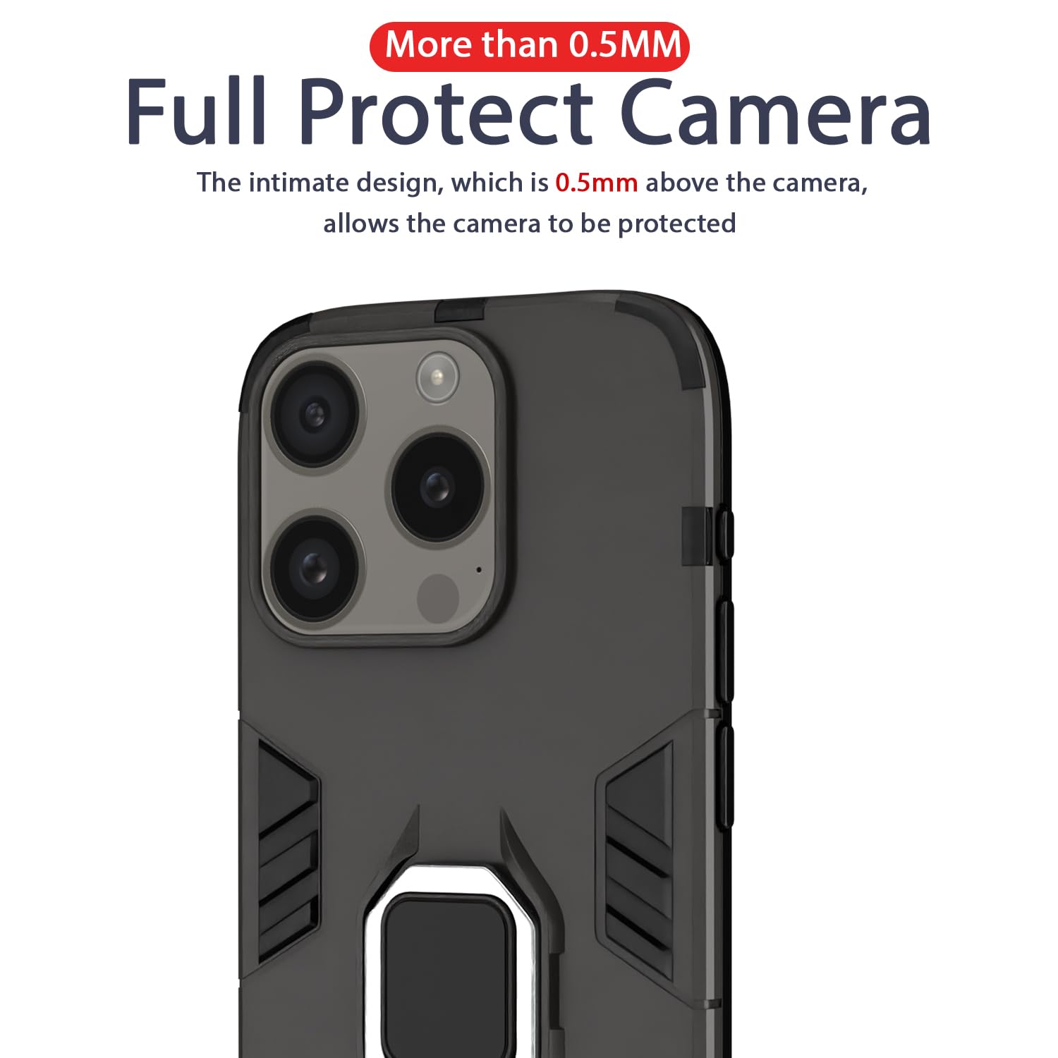 Pikkme iPhone 16 Pro Max D5 Tough Armor Back Cover (Black)