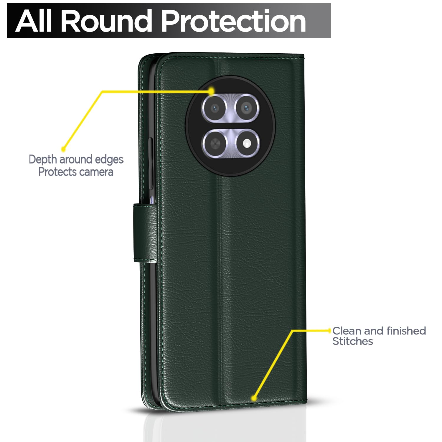 Pikkme Realme 12 5G Vintage Flip Cover (Green)
