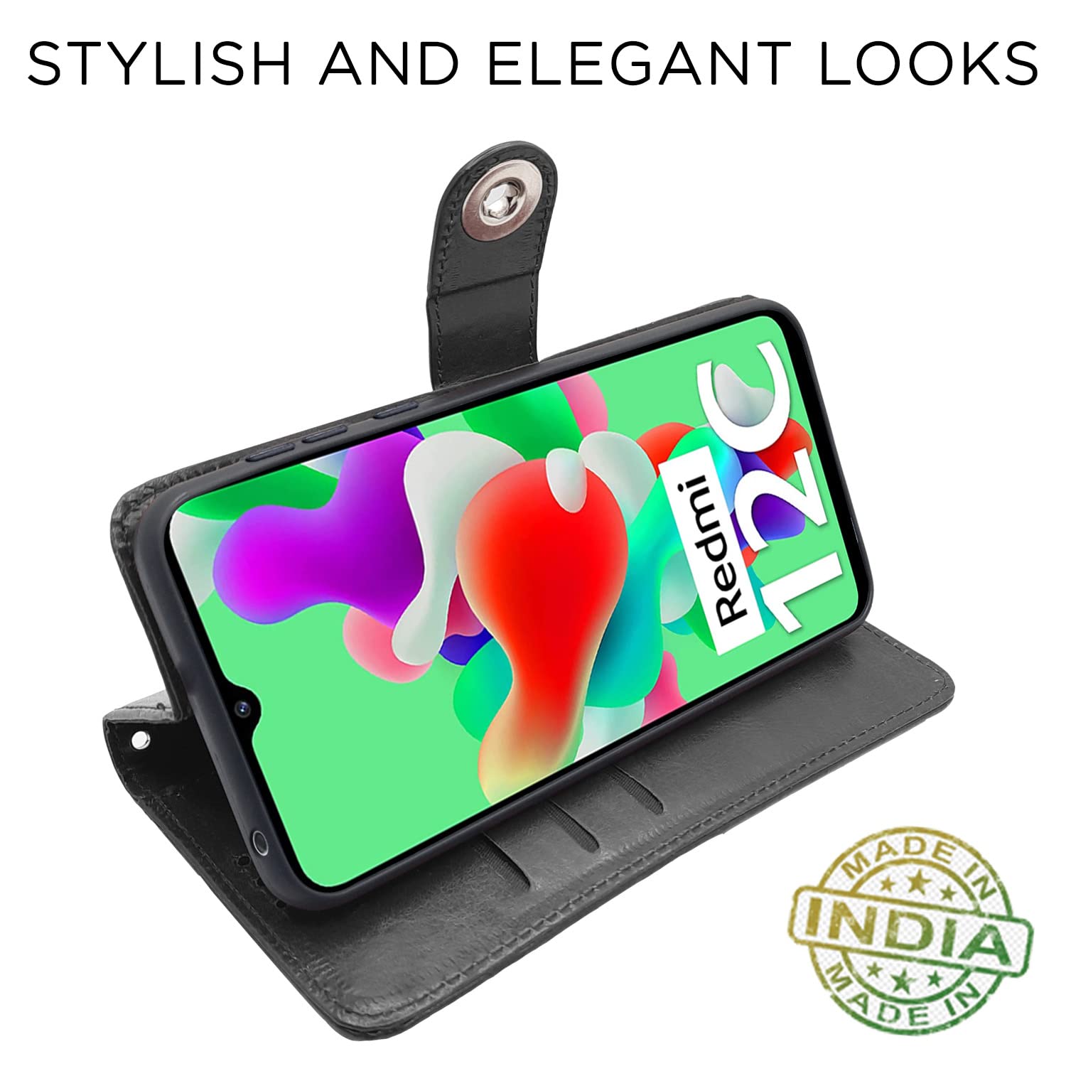 Redmi 12C/Poco C55 flip cover in black by Pikkme – photo 5