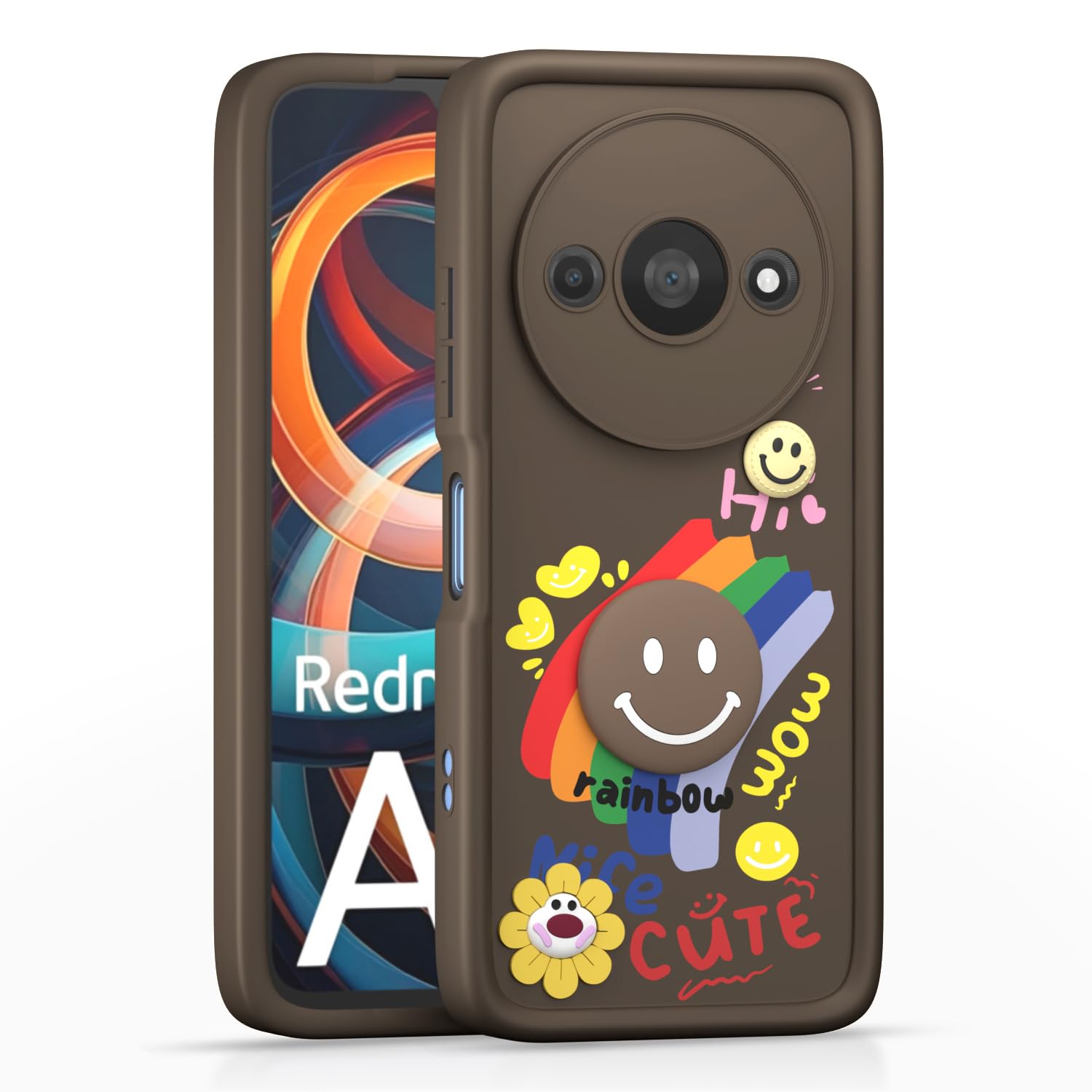 Pikkme brown phone cover for Redmi A3 (2024)/A3x/Poco C61