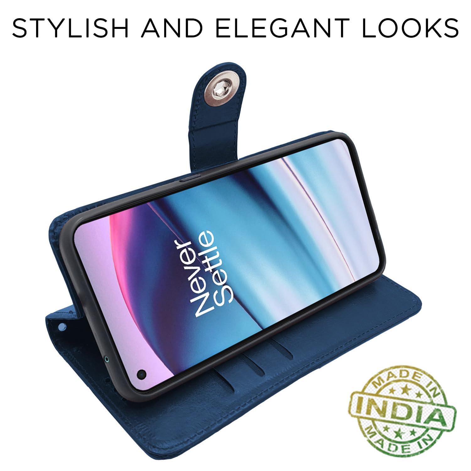 Pikkme OnePlus Nord CE 5G Button blue flip case – photo 6