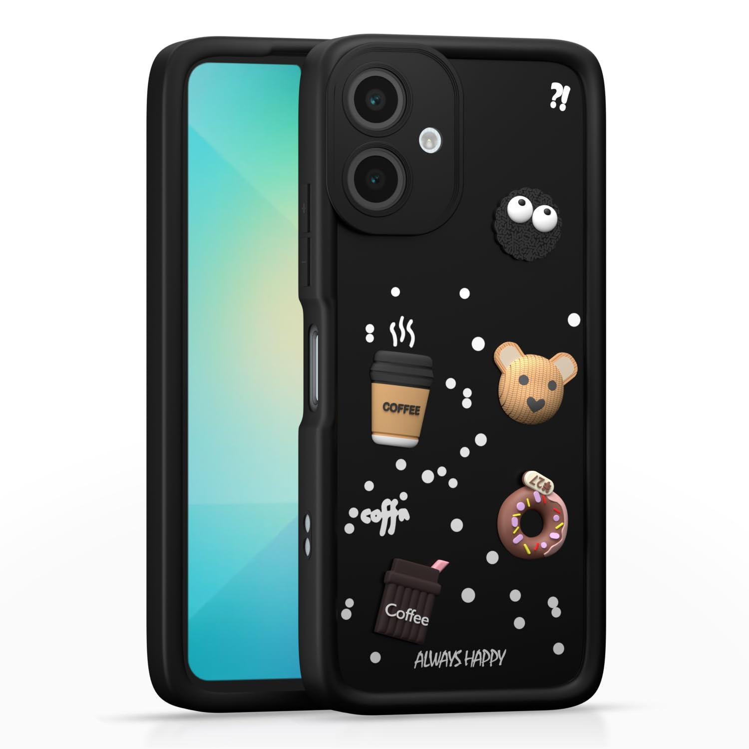 Samsung Galaxy A06 Cute Fun Cartoon 3D Bear Silicone Full Body Protection cartoon - Black