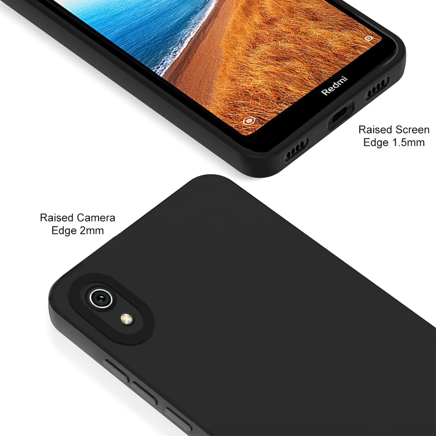 Pikkme Redmi 7A Liquid Silicone Back Cover (Black)