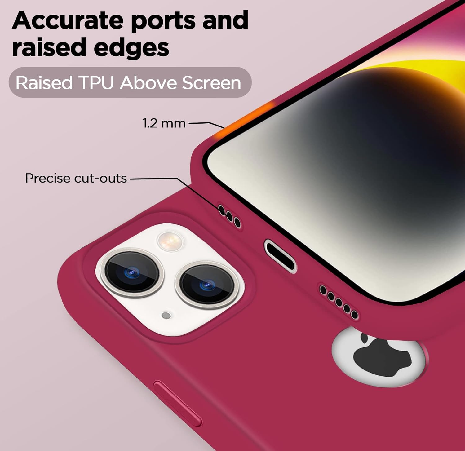 Pikkme iPhone 14 Plus Super Soft Silicone Back Cover (Rose Red)