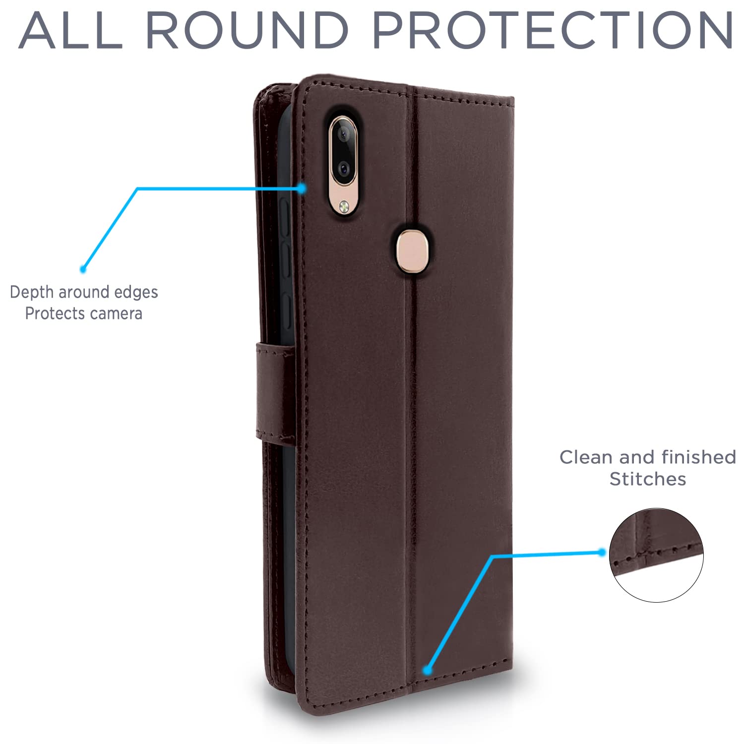 Pikkme Vivo V9 / V9 Pro / V9 Youth Vintage Flip Cover | Coffee