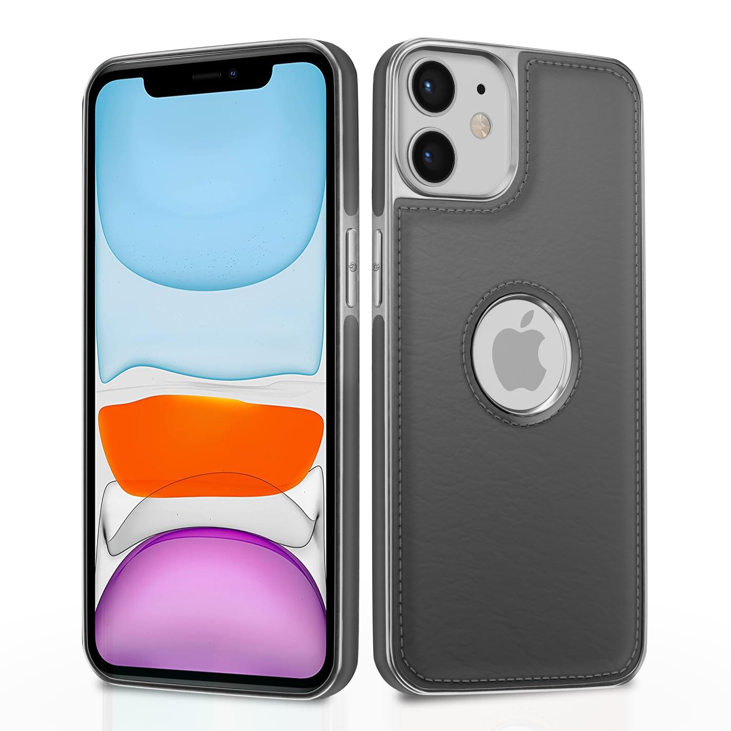 iPhone 11 Chrome Leather Back Cover -Gray