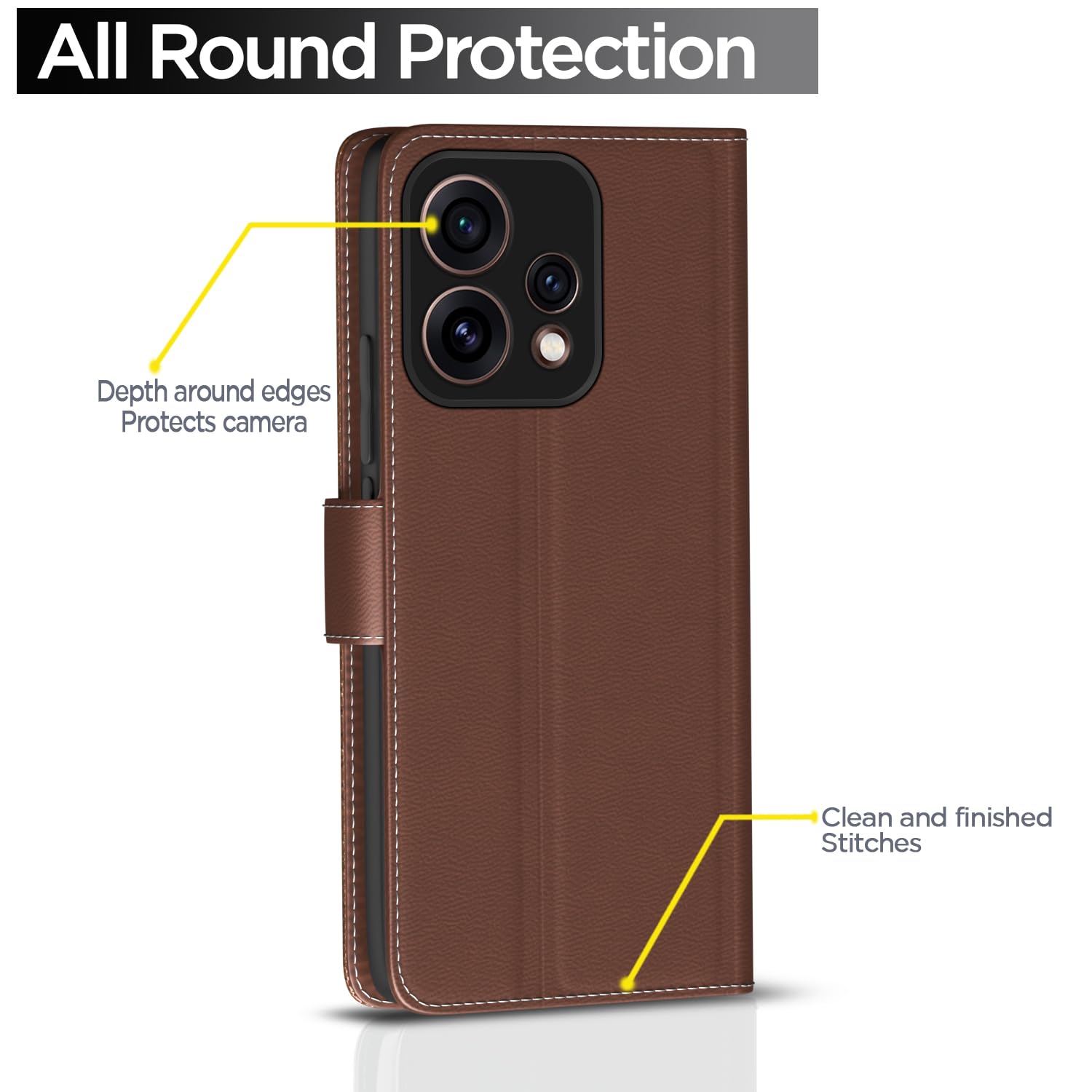 Oppo Reno 15 5G Wallet mobile flip cover in tan by Pikkme – photo 4