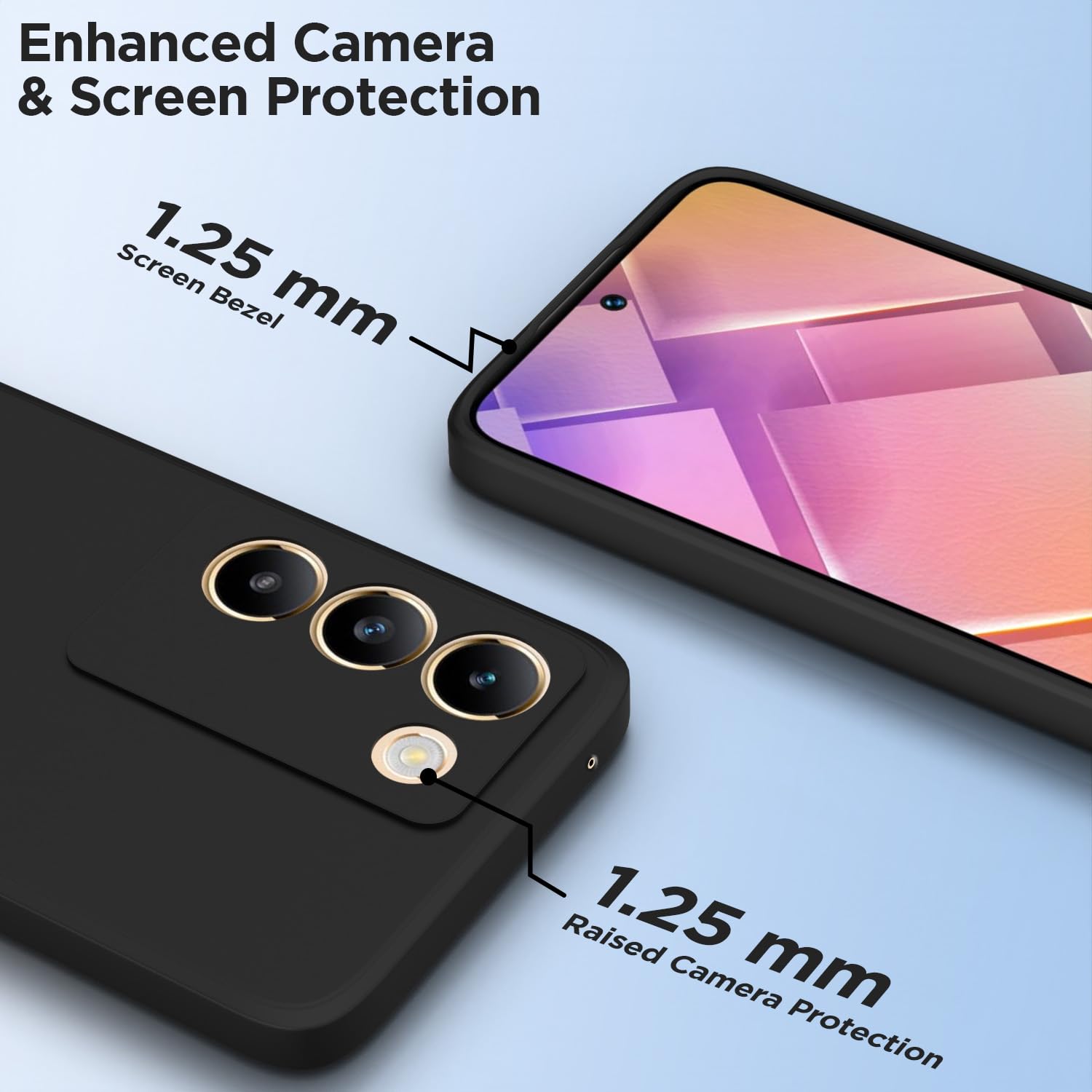 Pikkme Vivo T3 5G / Vivo Y200e 5G Soft Matte Silicone Shockproof Case | Black