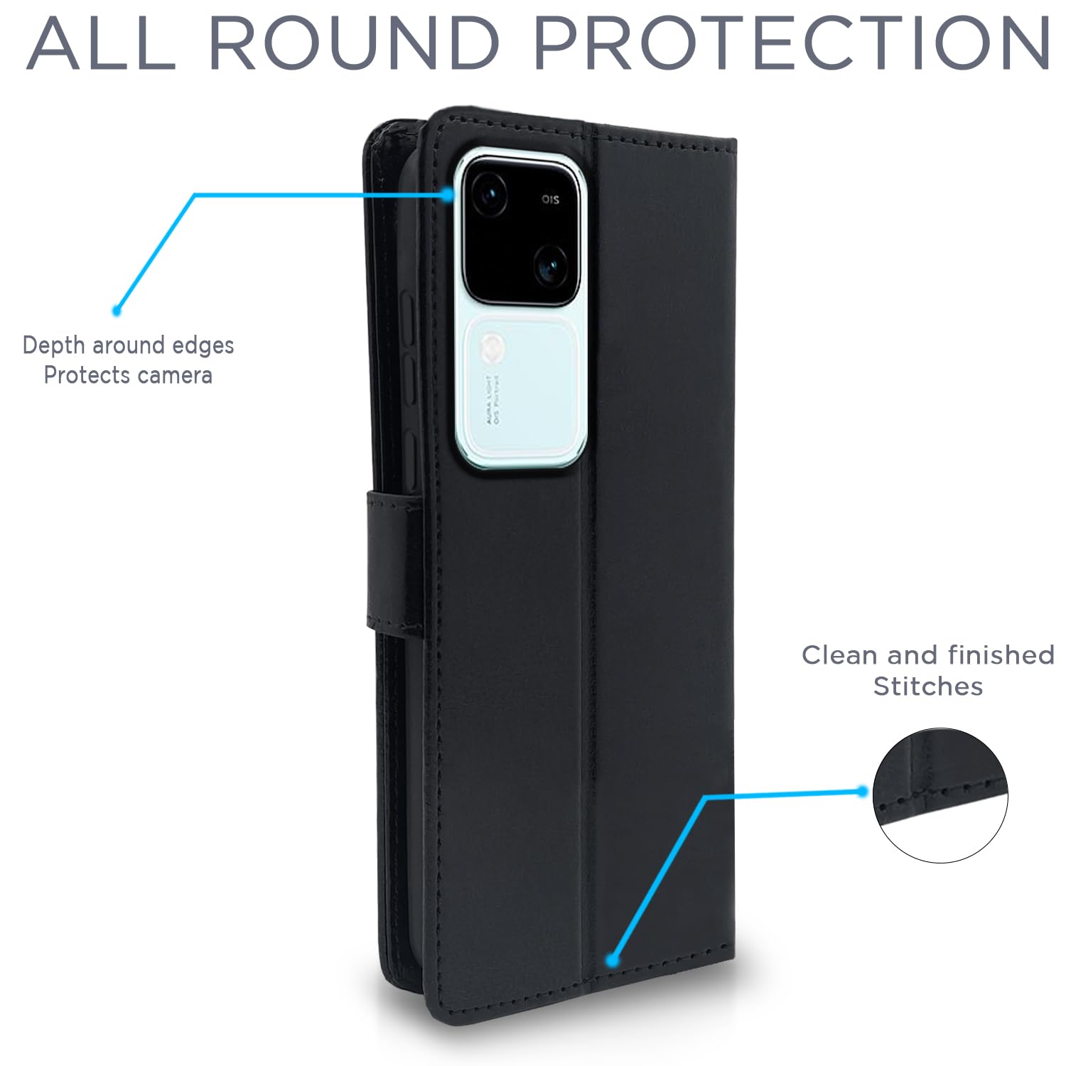 Black Wallet wallet flip cover for Vivo V30 5G – Pikkme – photo 4