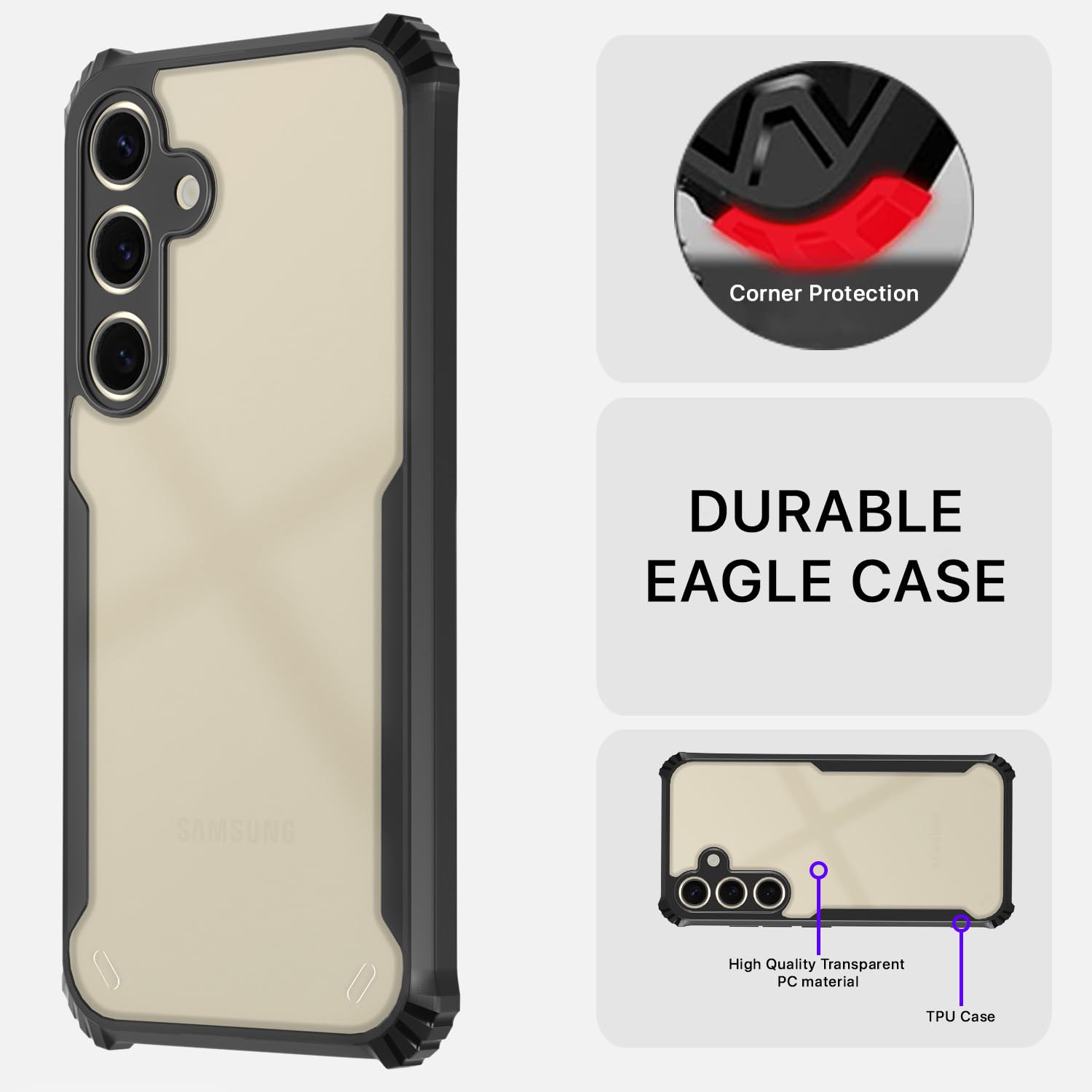 Pikkme Samsung Galaxy A55 5G Eagle Back Cover (Black)