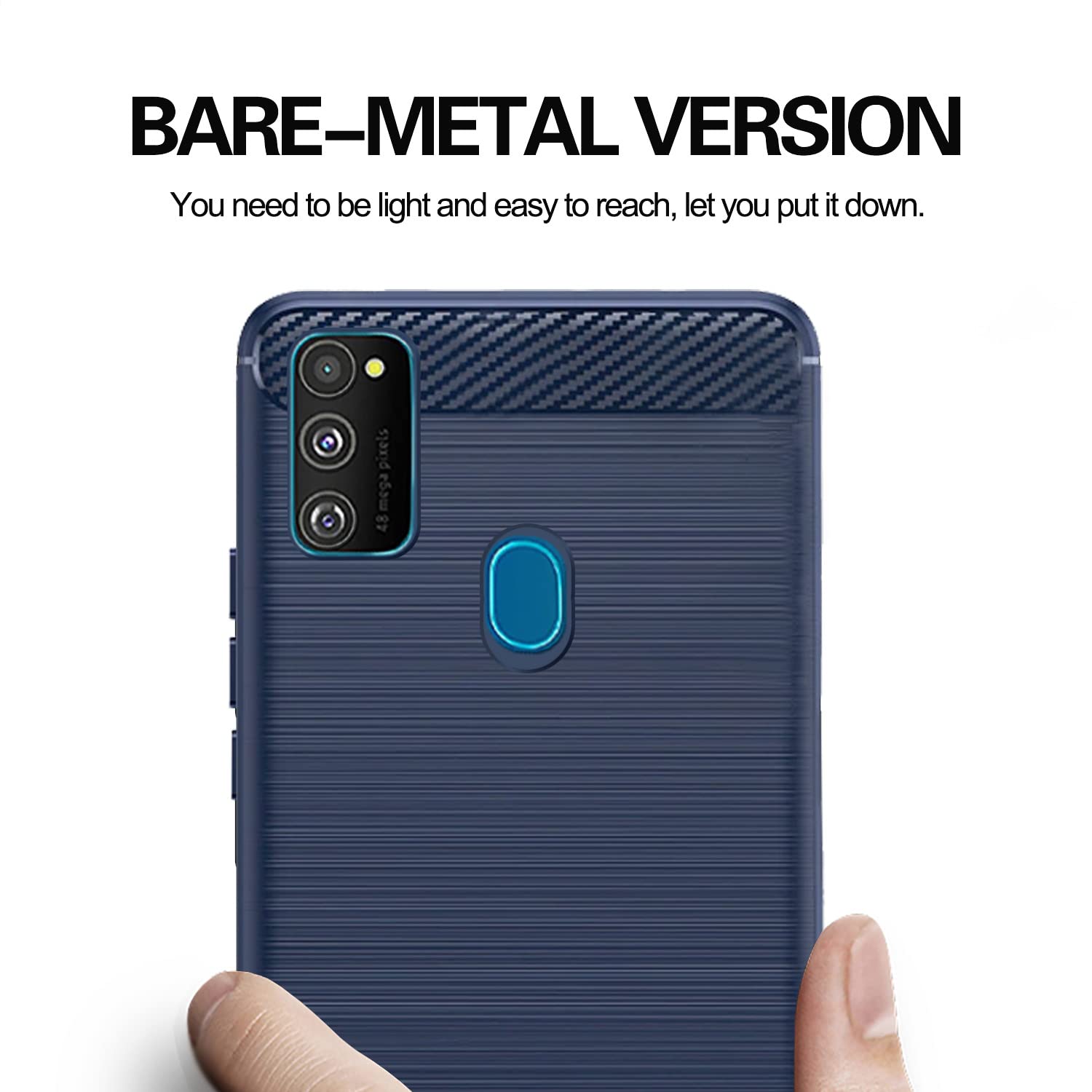 Pikkme Samsung Galaxy M30s / M21 / M21 2021 Hybrid Carbon Fiber Back Cover | Blue