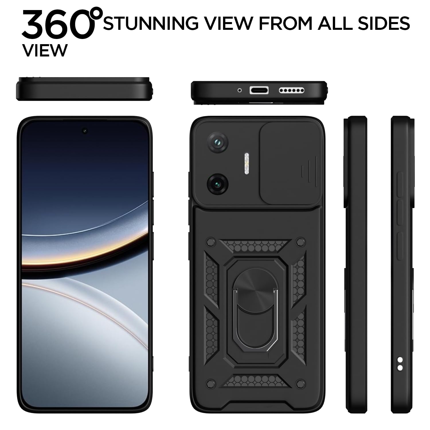 Pikkme Poco F7 5G D10 Tough Armor Back Cover (Black)