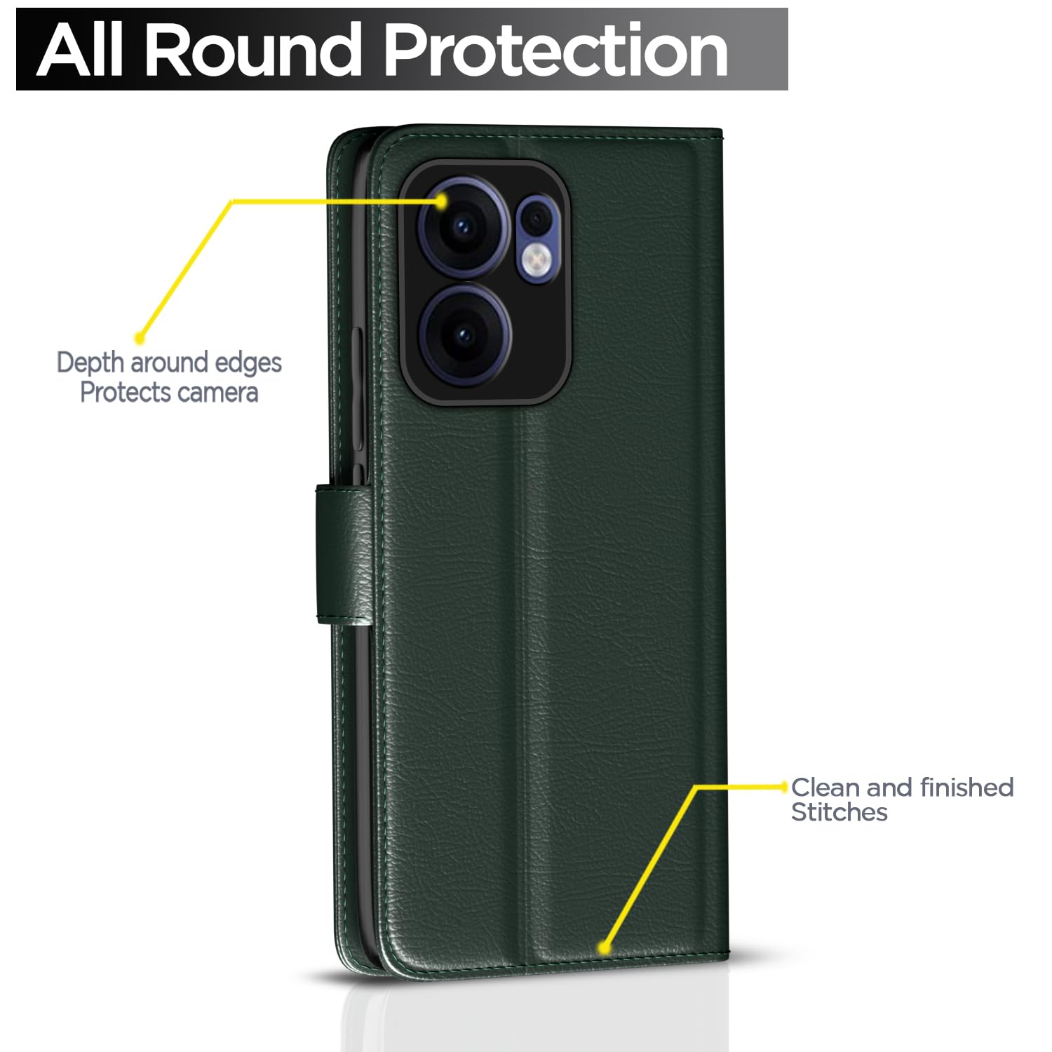 Pikkme green Wallet flip cover for Oppo Reno 13F 5G – photo 4