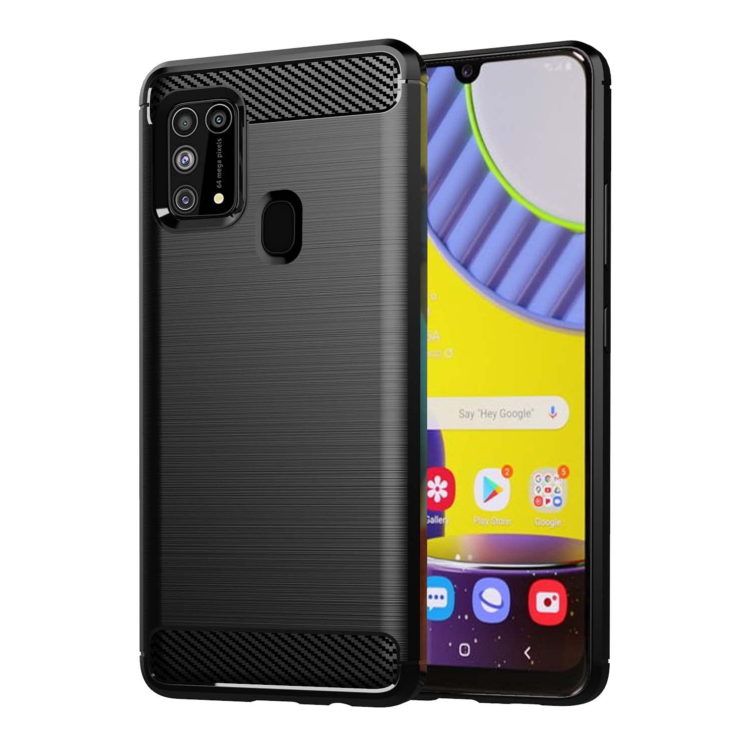 Samsung Galaxy M31 / F41 / M31 Prime Hybrid Carbon Fiber Back Cover - Black