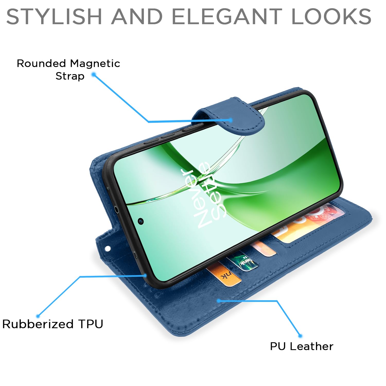 Pikkme OnePlus Nord Ce 4 5G Vintage Flip Cover (Blue)