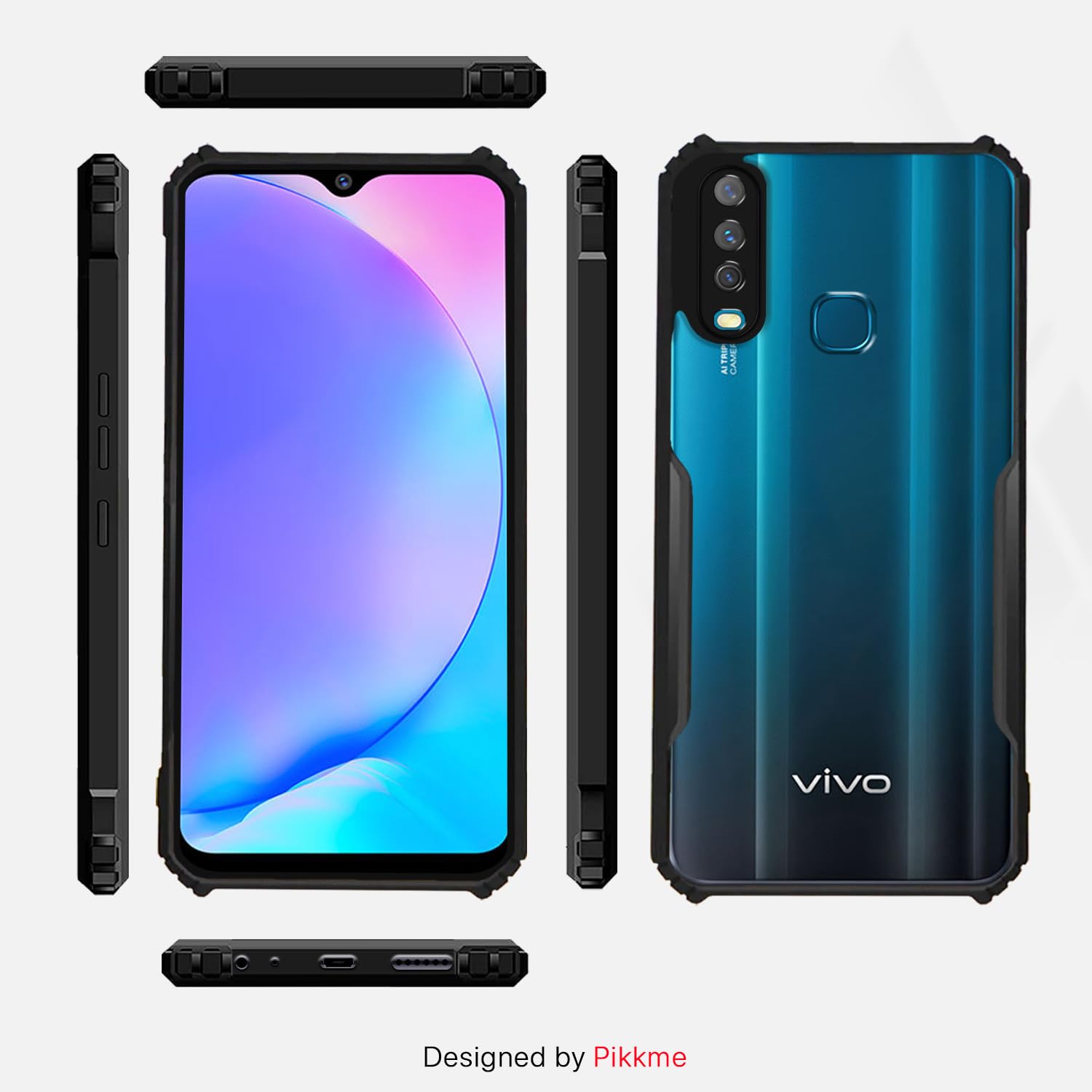 Pikkme Vivo Y12 / Y15 / Y17 / U10 Eagle Back Cover (Black)