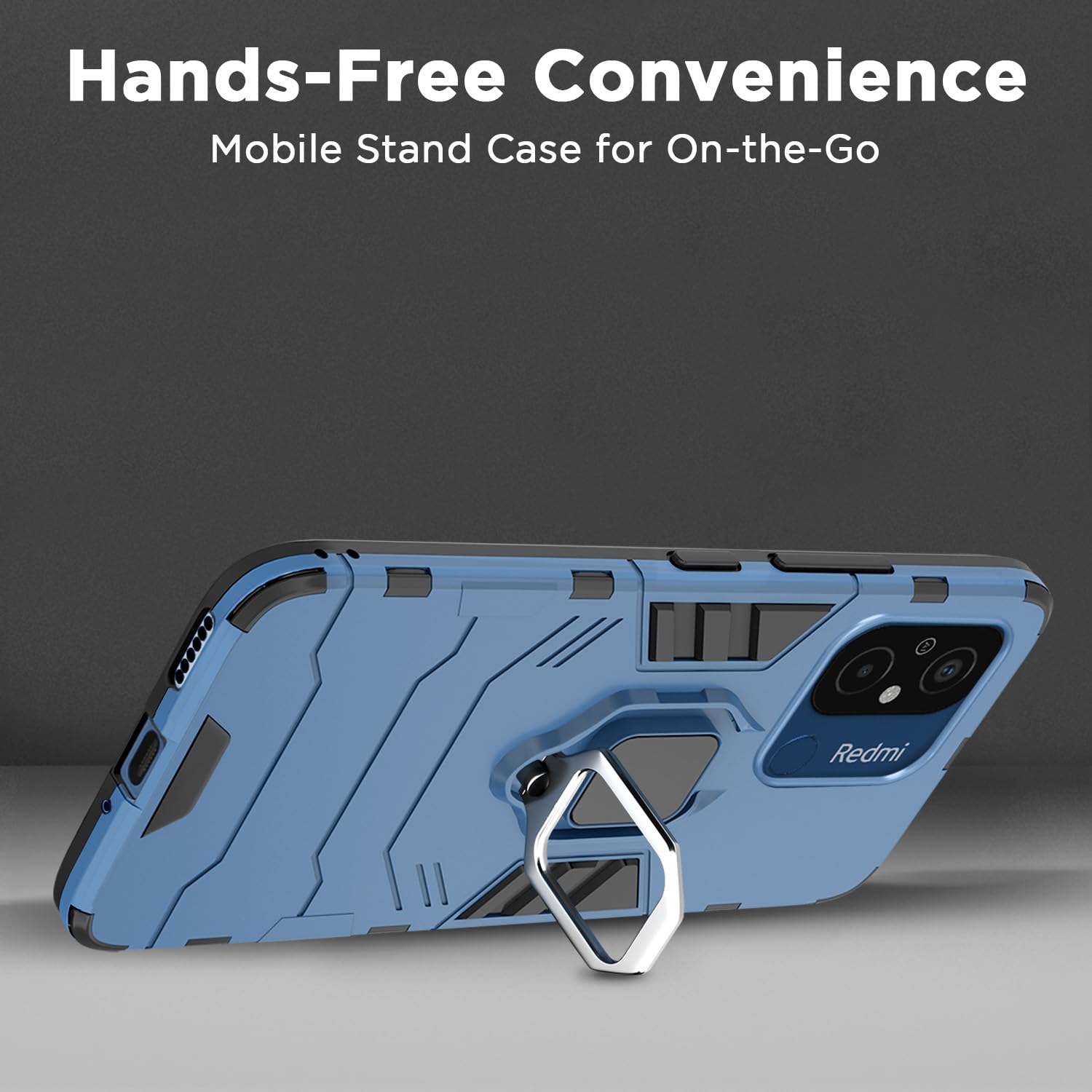 Pikkme Redmi 12C / Poco C55 D5 Tough Armor Back Cover | Blue