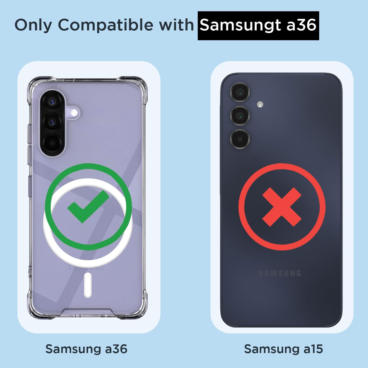 Pikkme Samsung Galaxy A36 5G Mag-Safe Shockproof PC + TPU Back Cover (Transparent)