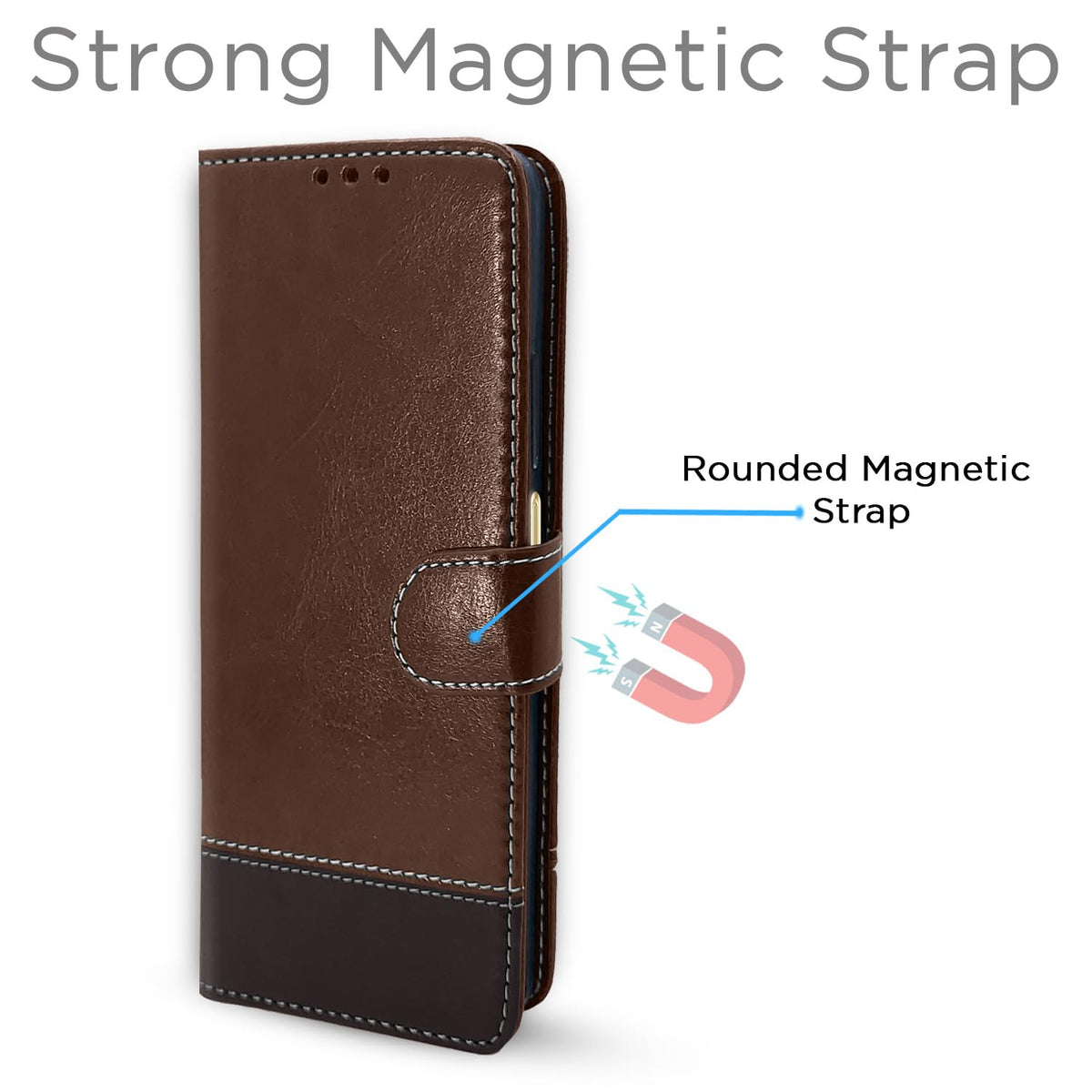 Realme 11/11X 5G/Narzo 60X 5G Magnetic mobile flip cover in brown & coffee by Pikkme – photo 6