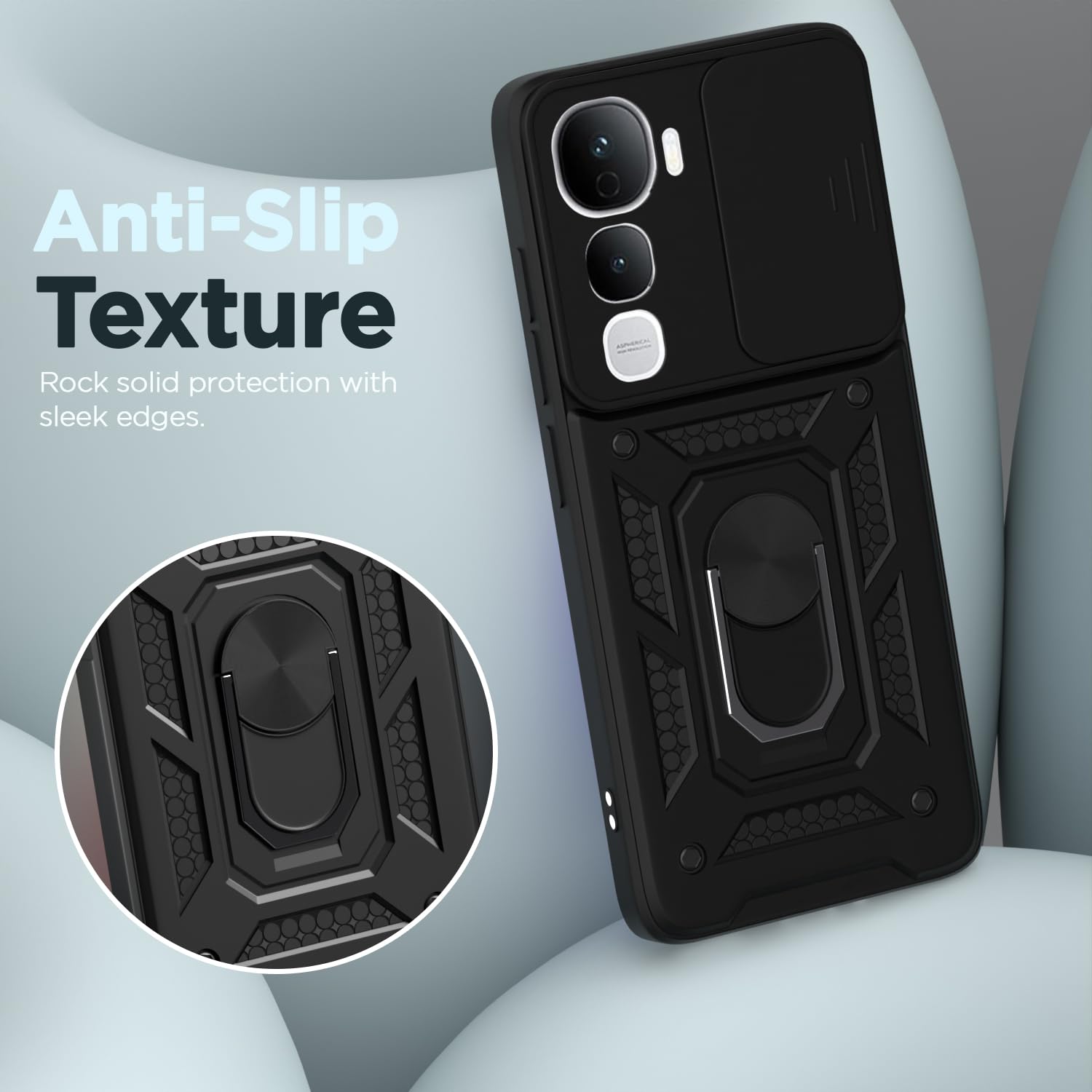 Pikkme Vivo Y400 Pro 5G D10 Tough Armor Back Cover (Black)