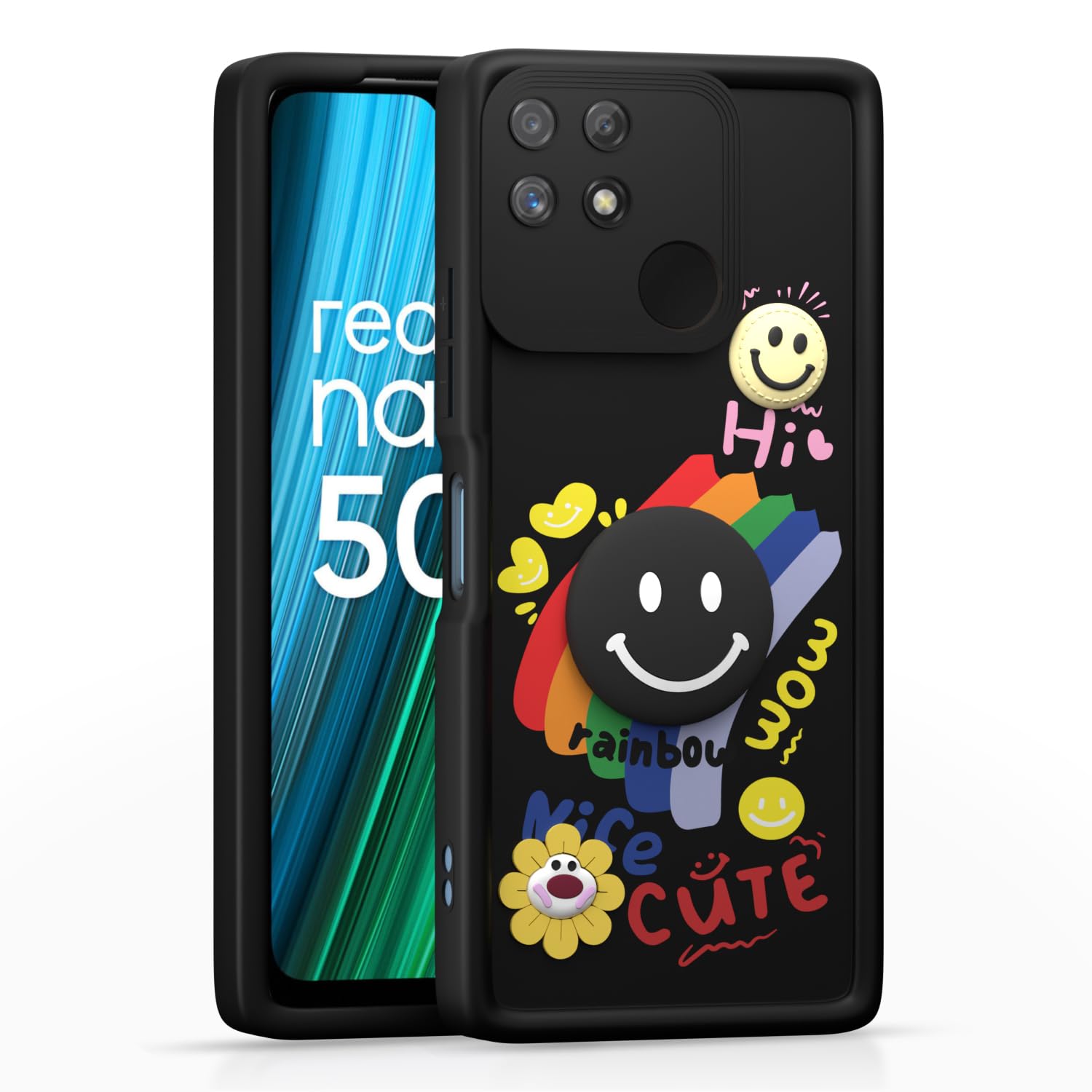 Realme Narzo 50A Soft Silicone back cover in black by Pikkme