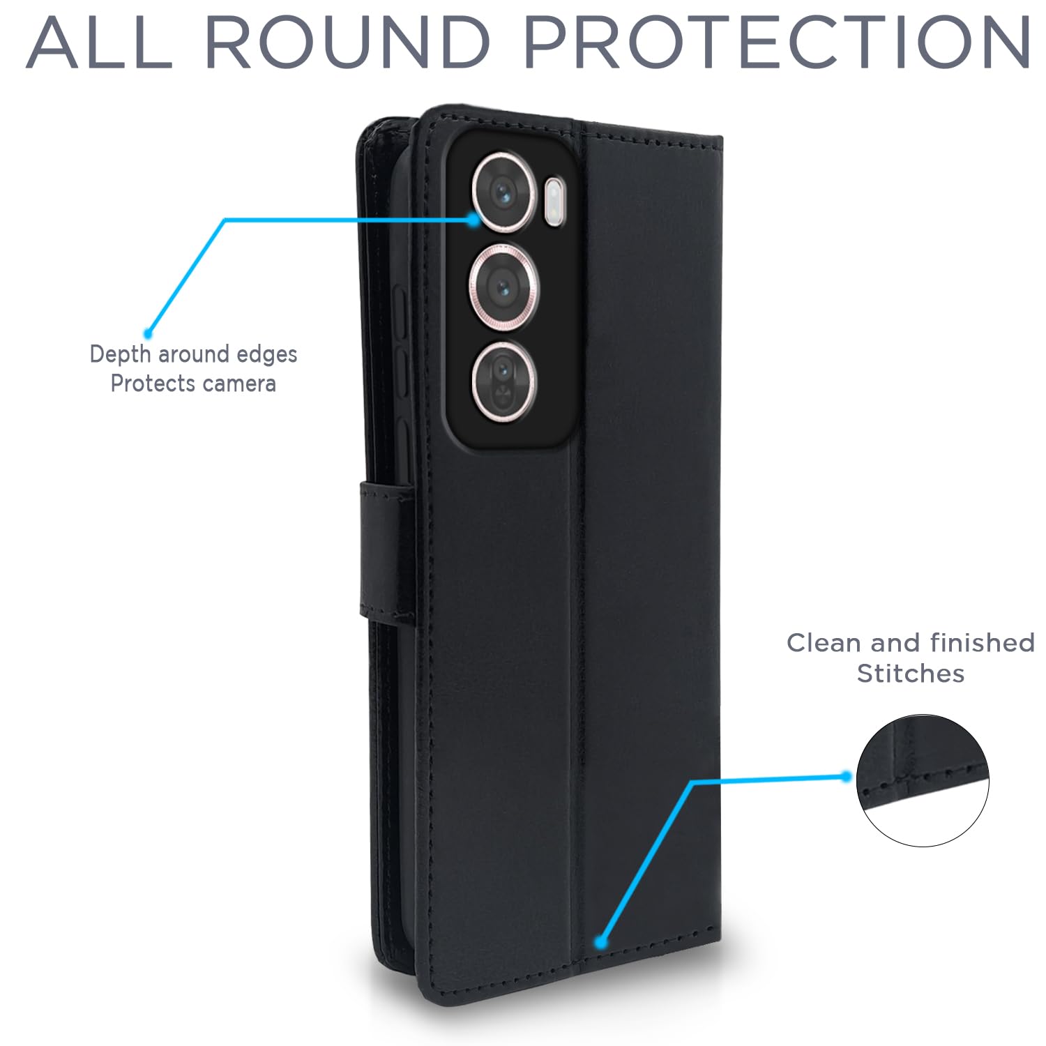 Oppo Reno 12 Pro 5G Wallet wallet flip cover in black by Pikkme – photo 4