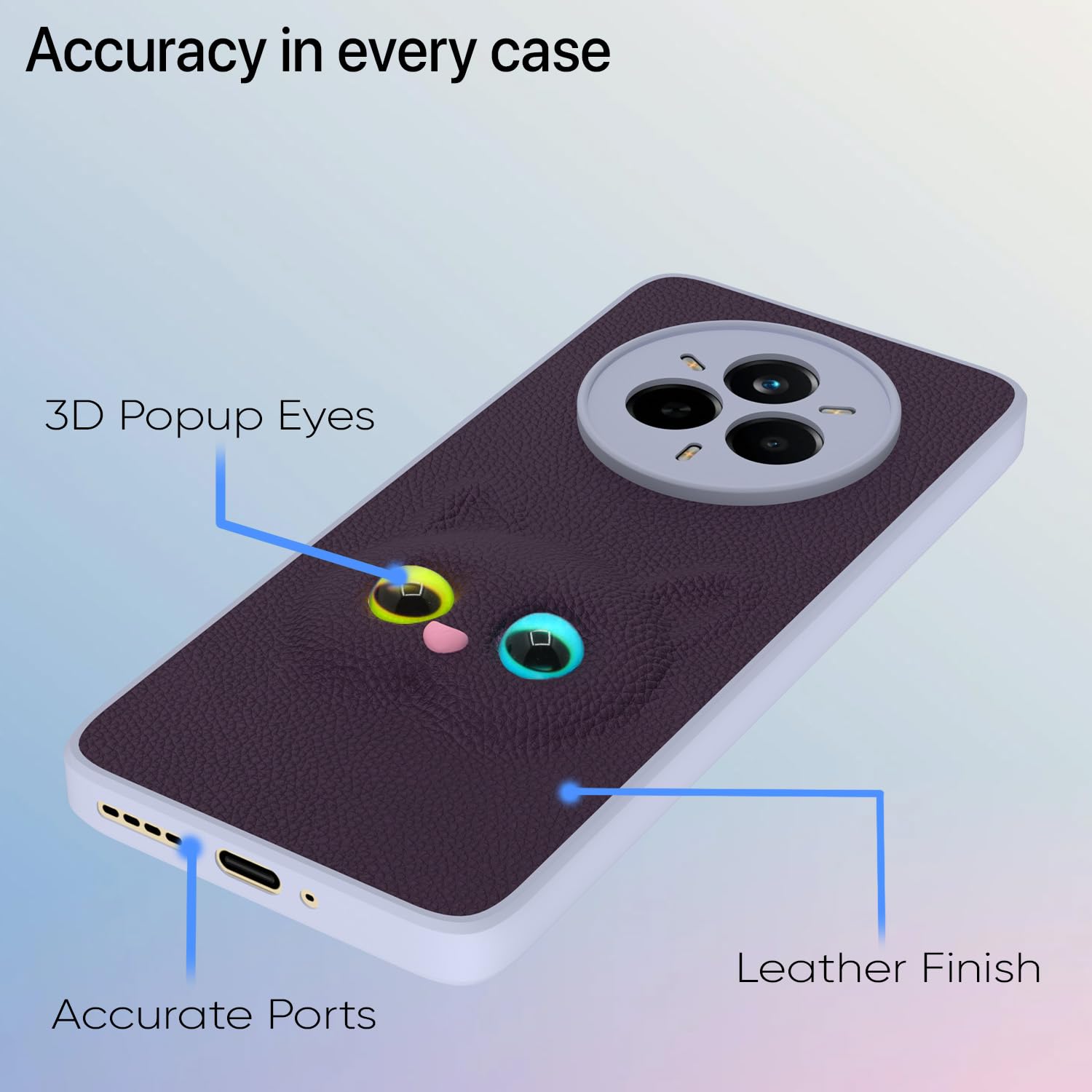 PIkkme Realme 14 Pro 5G Kitty Back Cover (Purple)