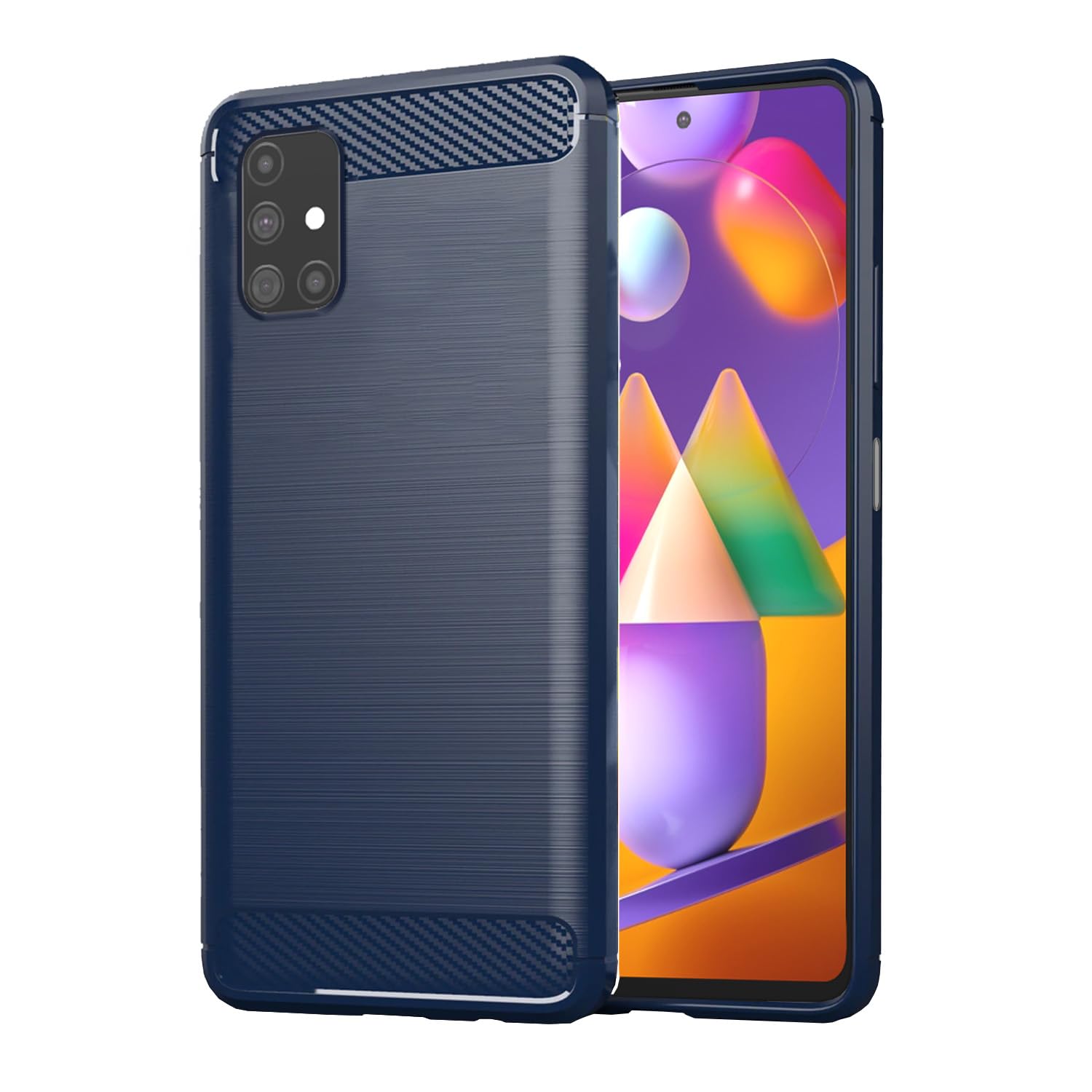 Samsung Galaxy M31s Hybrid Carbon Fiber Back Cover - Blue