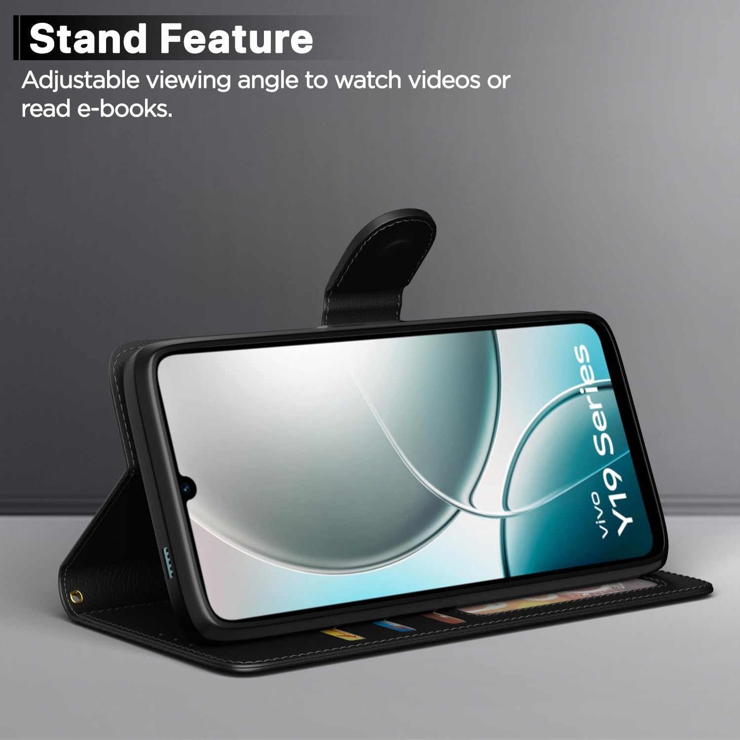 Pikkme Vivo Y19e / Y04 4G / Y29s 5G Vintage Flip Cover (Black)