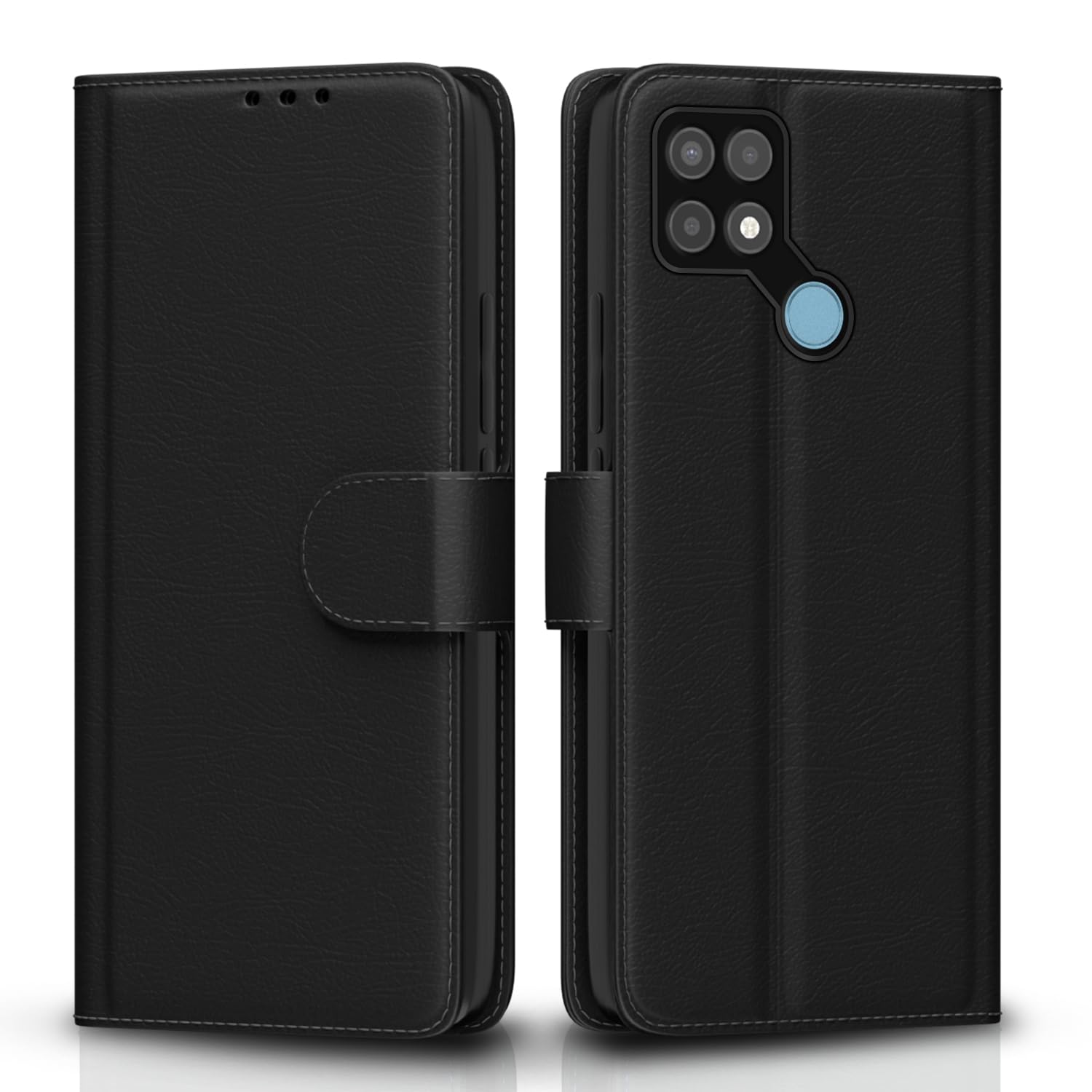 Oppo A15/A15s wallet flip cover in black by Pikkme