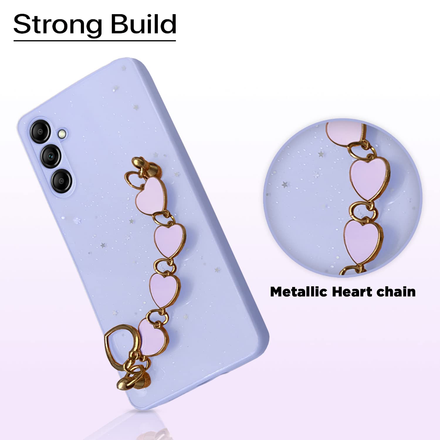 Pikkme Samsung Galaxy A14 5G Chain Back Cover (Purple)