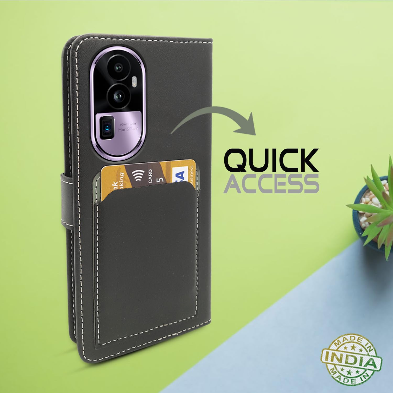 Oppo Reno 10 Pro Plus 5G wallet flip cover in grey by Pikkme – photo 5