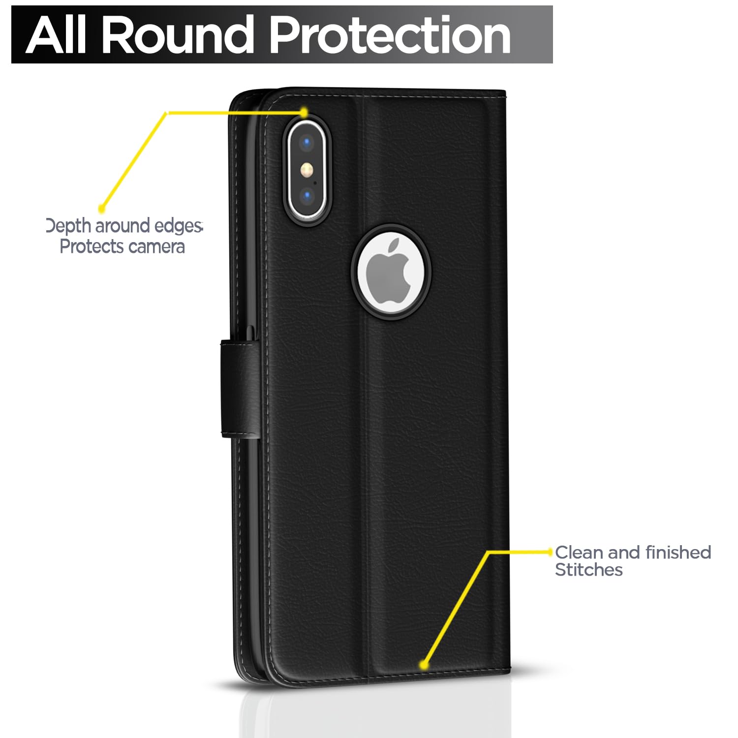 iPhone X/XS Wallet flip case in black by Pikkme – photo 4