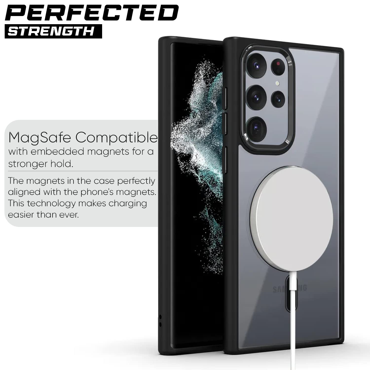 Pikkme Samsung Galaxy S23 Ultra 5G Clear Magsafe Back Cover (Transparent)