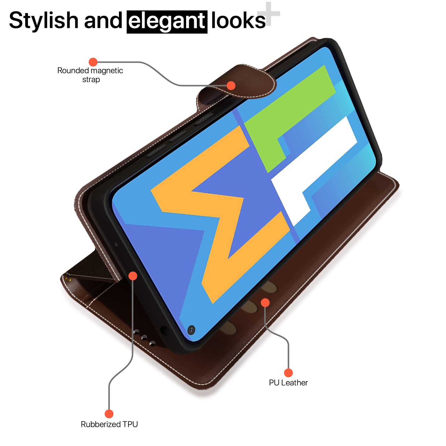 Brown & coffee Magnetic wallet flip cover for Samsung M11 – Pikkme – photo 3