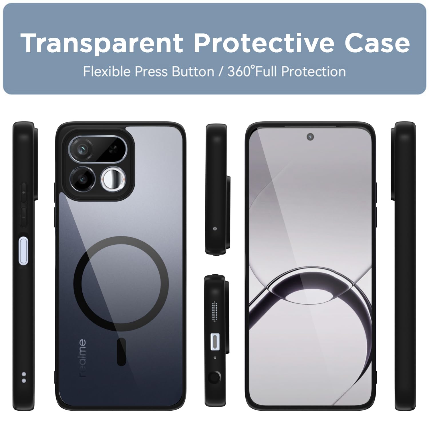 Pikkme black mag-safe MagSafe back cover for Realme 16T 5G – photo 2