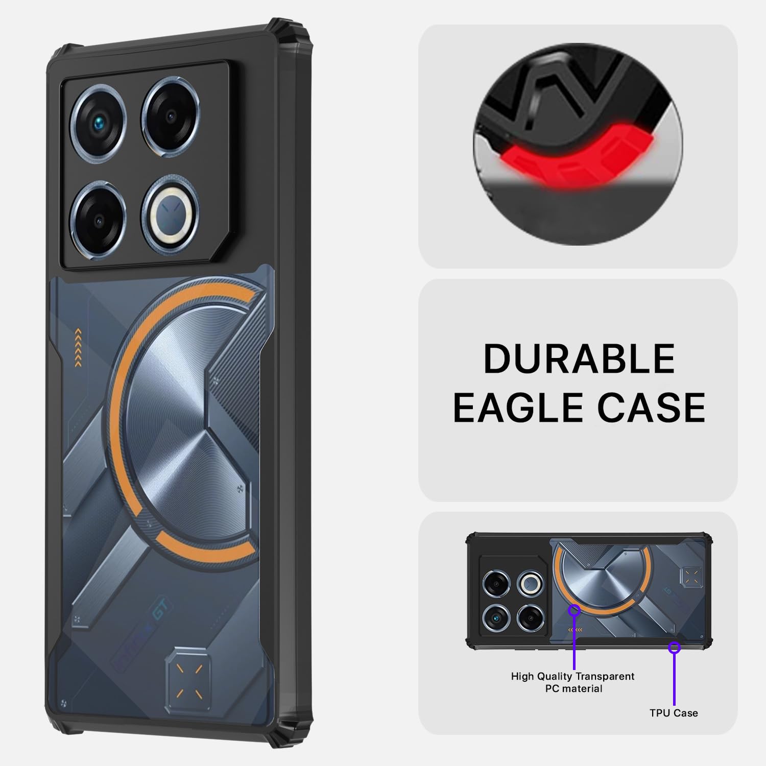 Pikkme Infinix GT 20 Pro 5G Eagle Back Cover (Black)