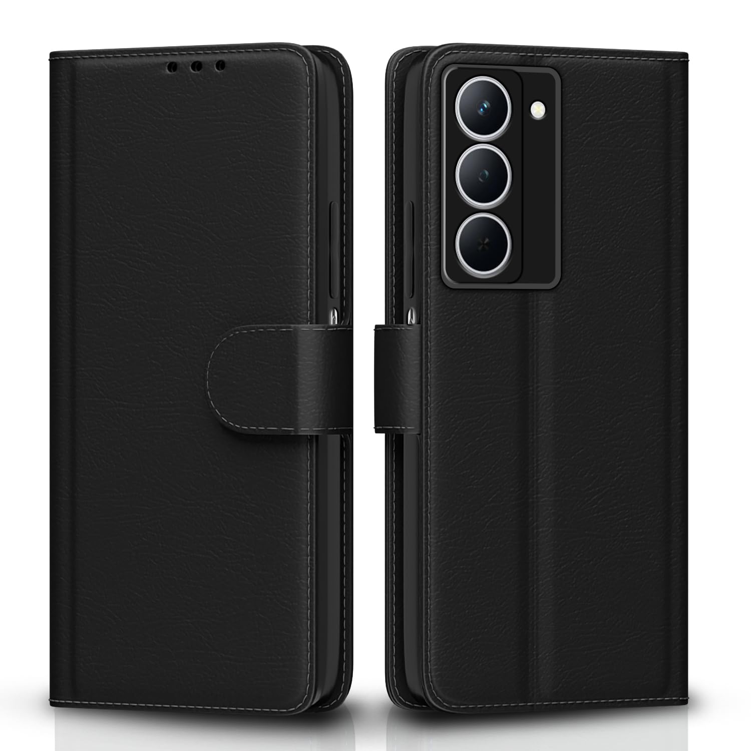 Realme Narzo 80x/P3x/14X 5G wallet flip cover in black by Pikkme