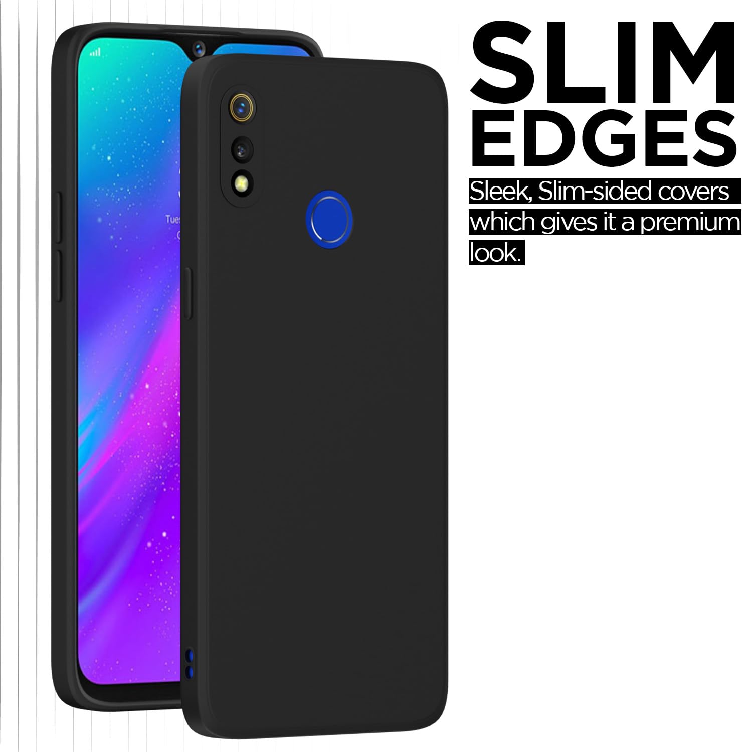 Pikkme Realme 3 Liquid Silicone Back Cover | Black