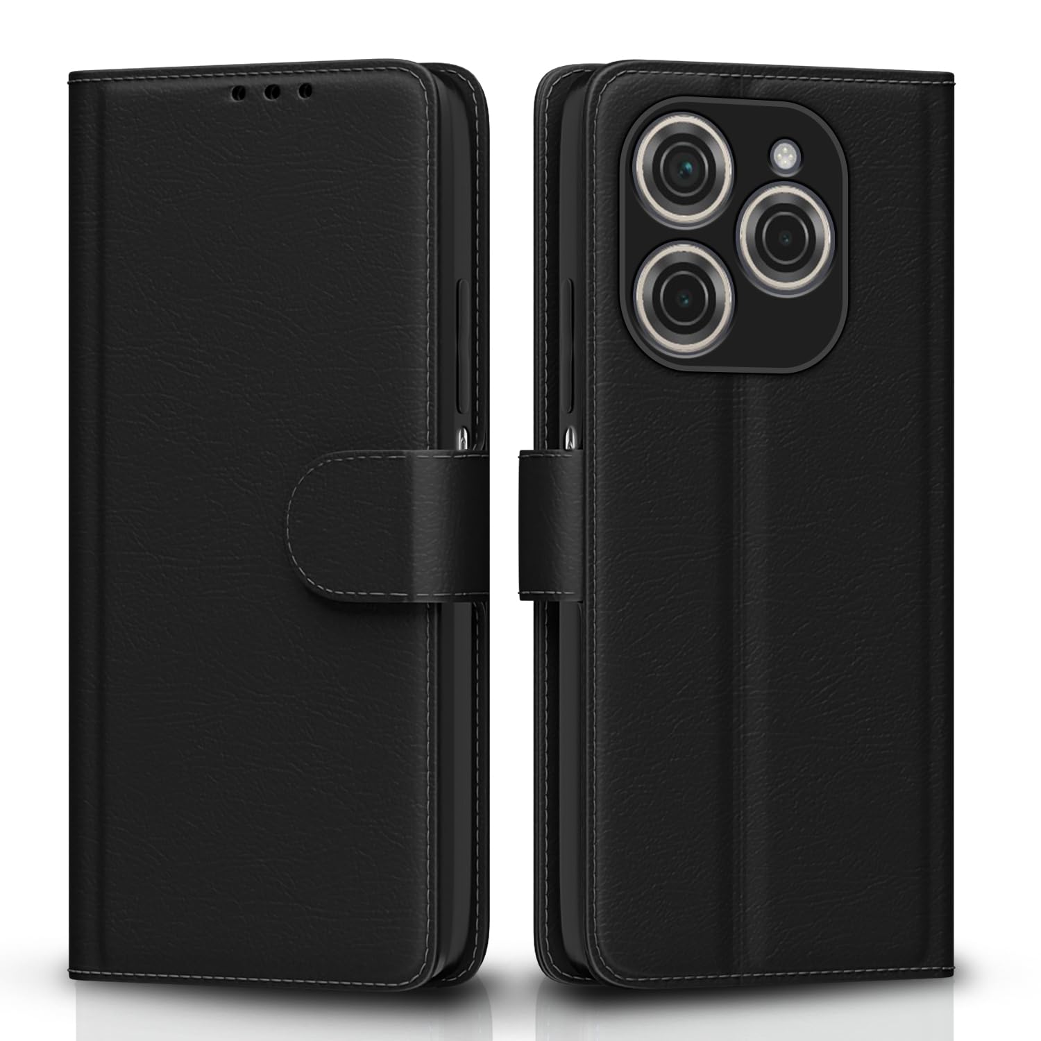 Pikkme Tecno Spark 20 Pro Vintage Flip Cover (Black)